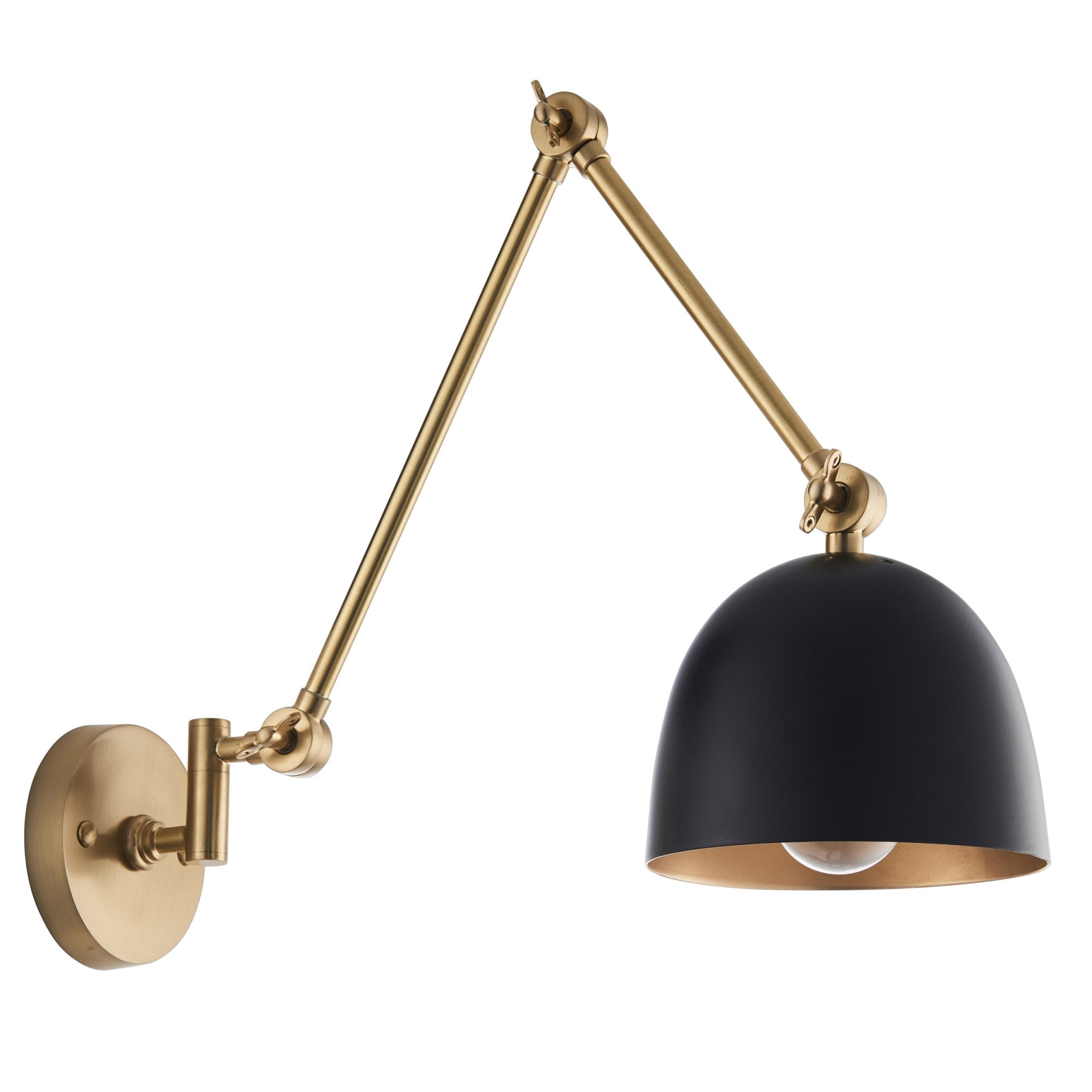 Endon Lehal Single Light Wall Light - Antique Solid Brass & Matt Black