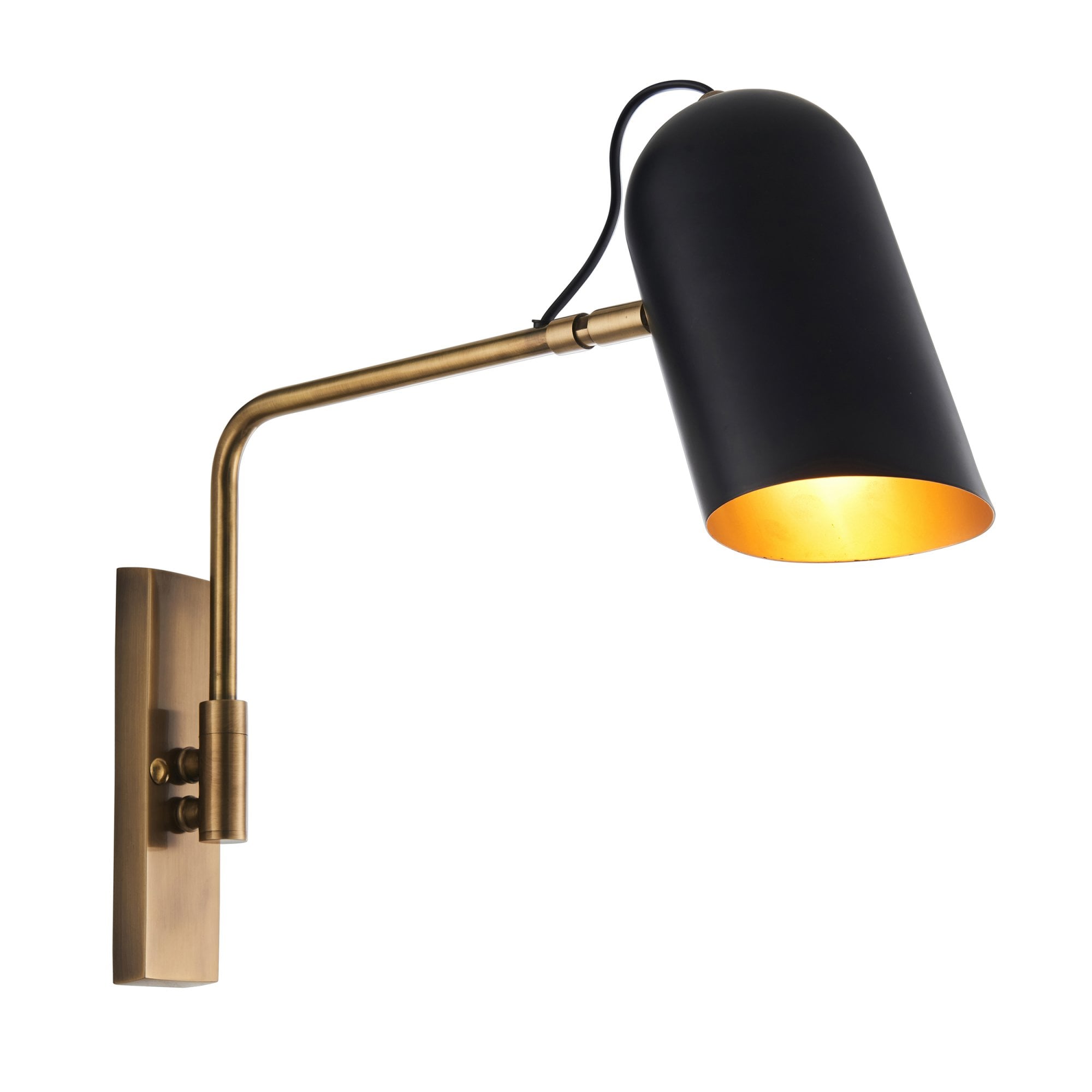 Endon Navren Single Light Wall Light - Antique Solid Brass & Matt Black