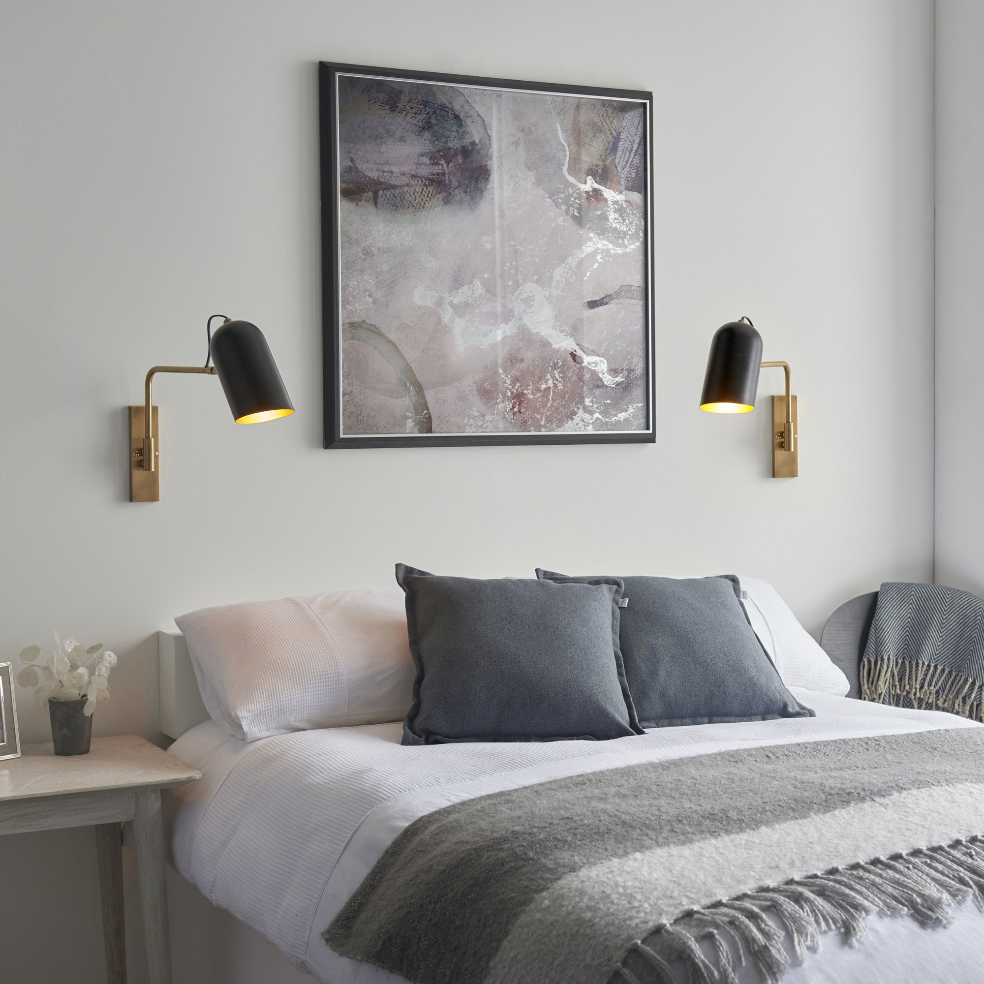 Endon Navren Single Light Wall Light - Antique Solid Brass & Matt Black