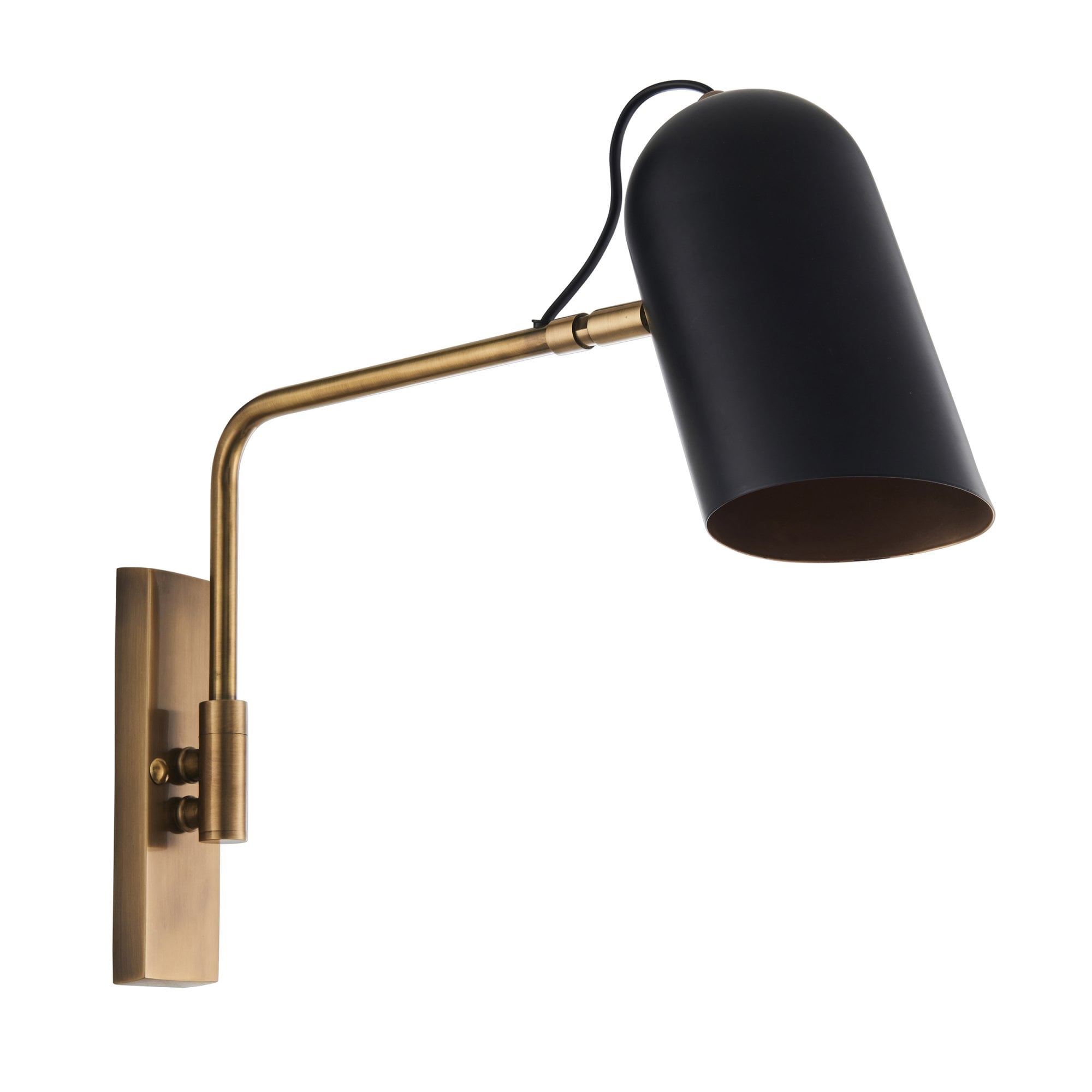 Endon Navren Single Light Wall Light - Antique Solid Brass & Matt Black