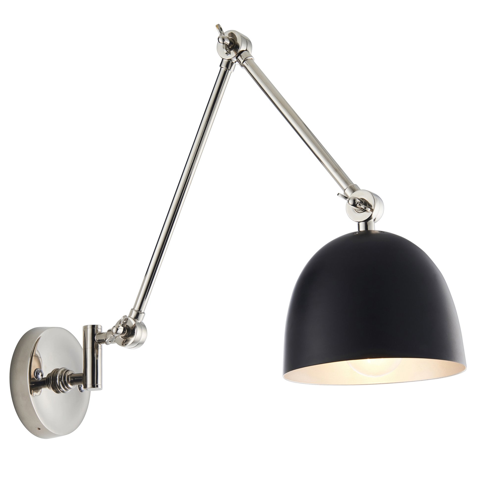 Endon Lehal Single Light Wall Light - Polished Nickel Plate & Matt Black