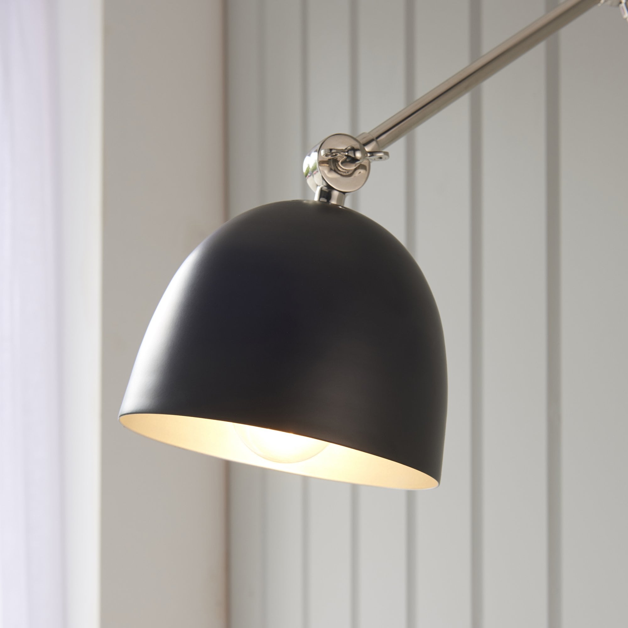 Endon Lehal Single Light Wall Light - Polished Nickel Plate & Matt Black