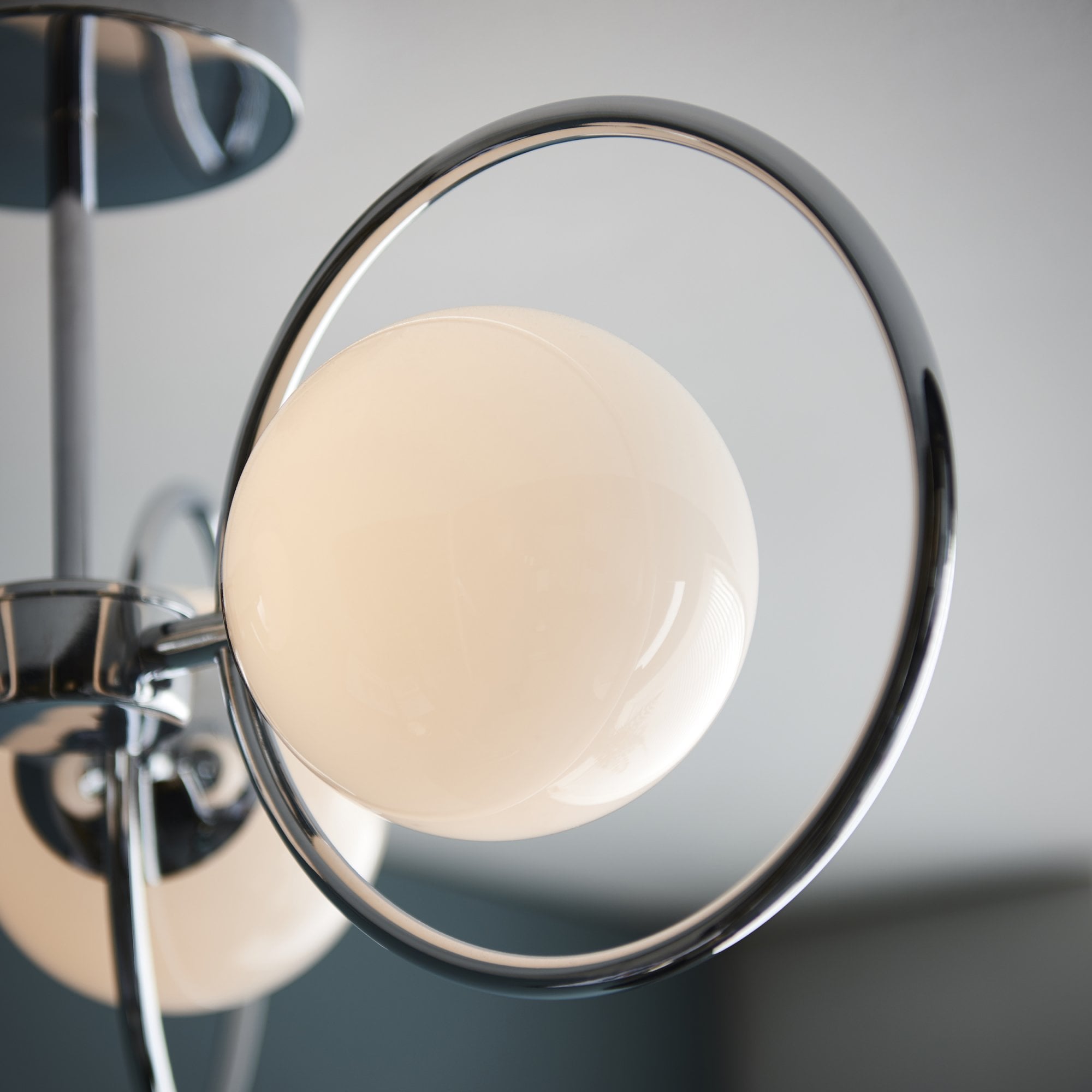 Endon Orb 3 Light Semi Flush Fitting - Chrome Plate & Opal Glass