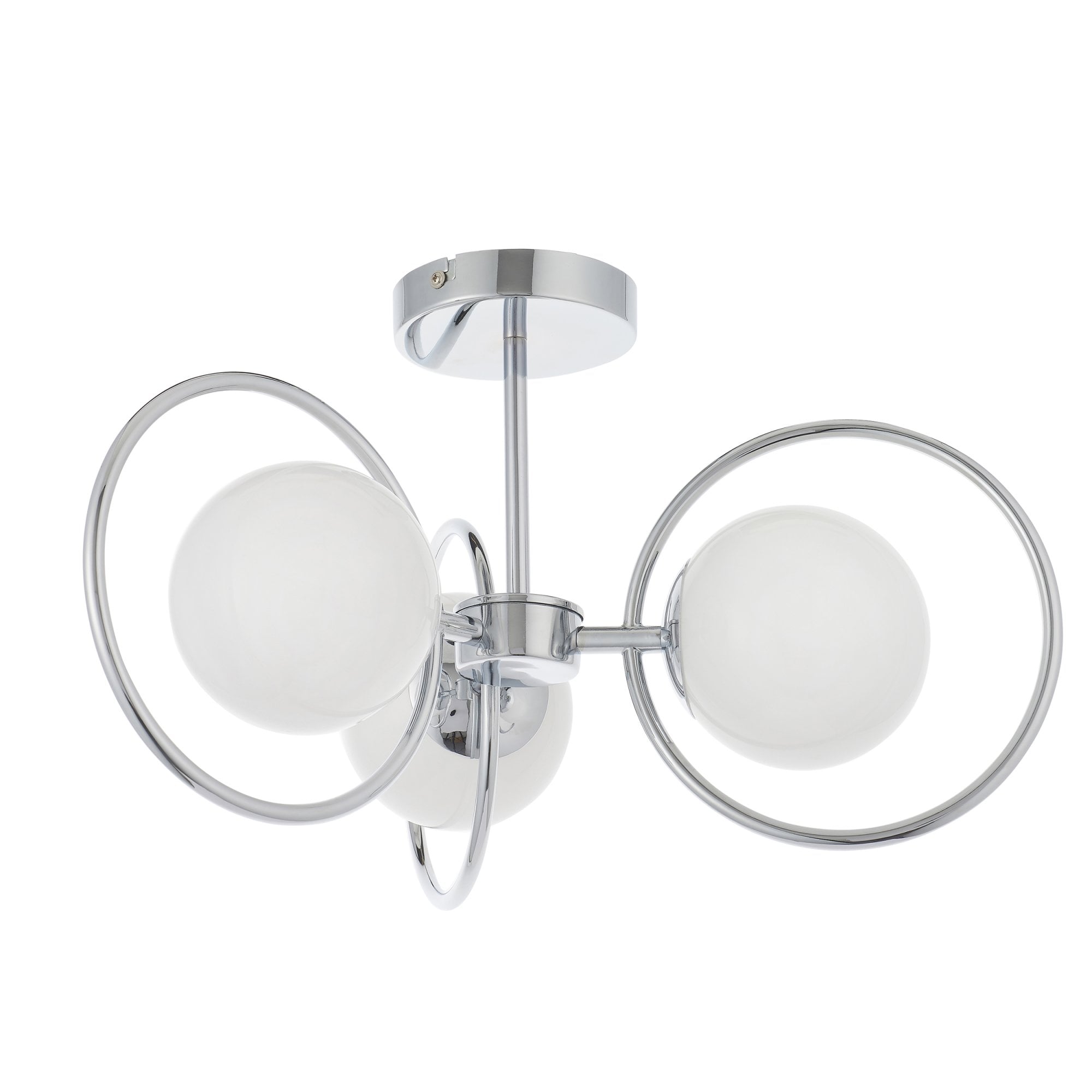 Endon Orb 3 Light Semi Flush Fitting - Chrome Plate & Opal Glass
