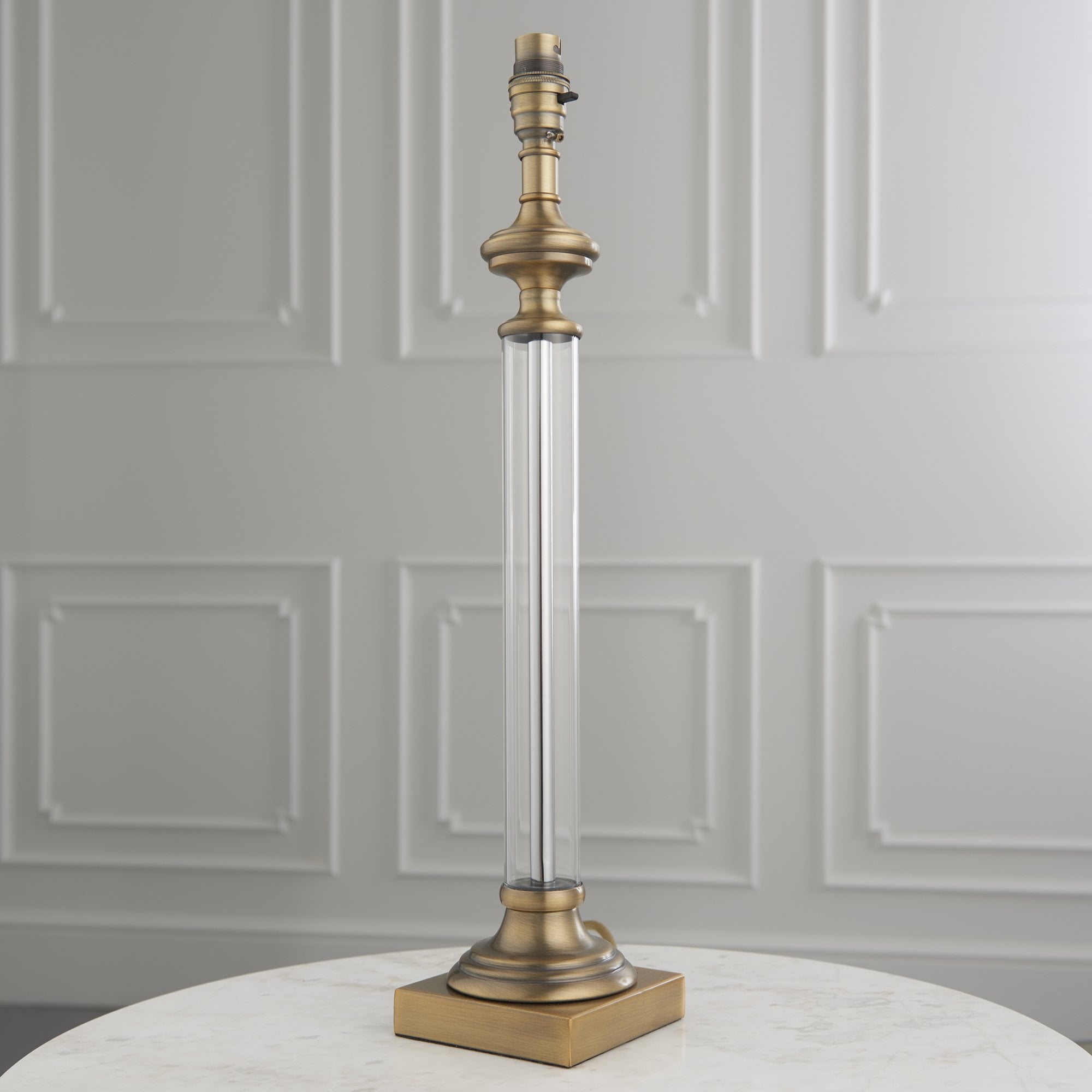 Endon Avebury Single Light Table Lamp Base - Antique Brass & Clear Glass - Base Only