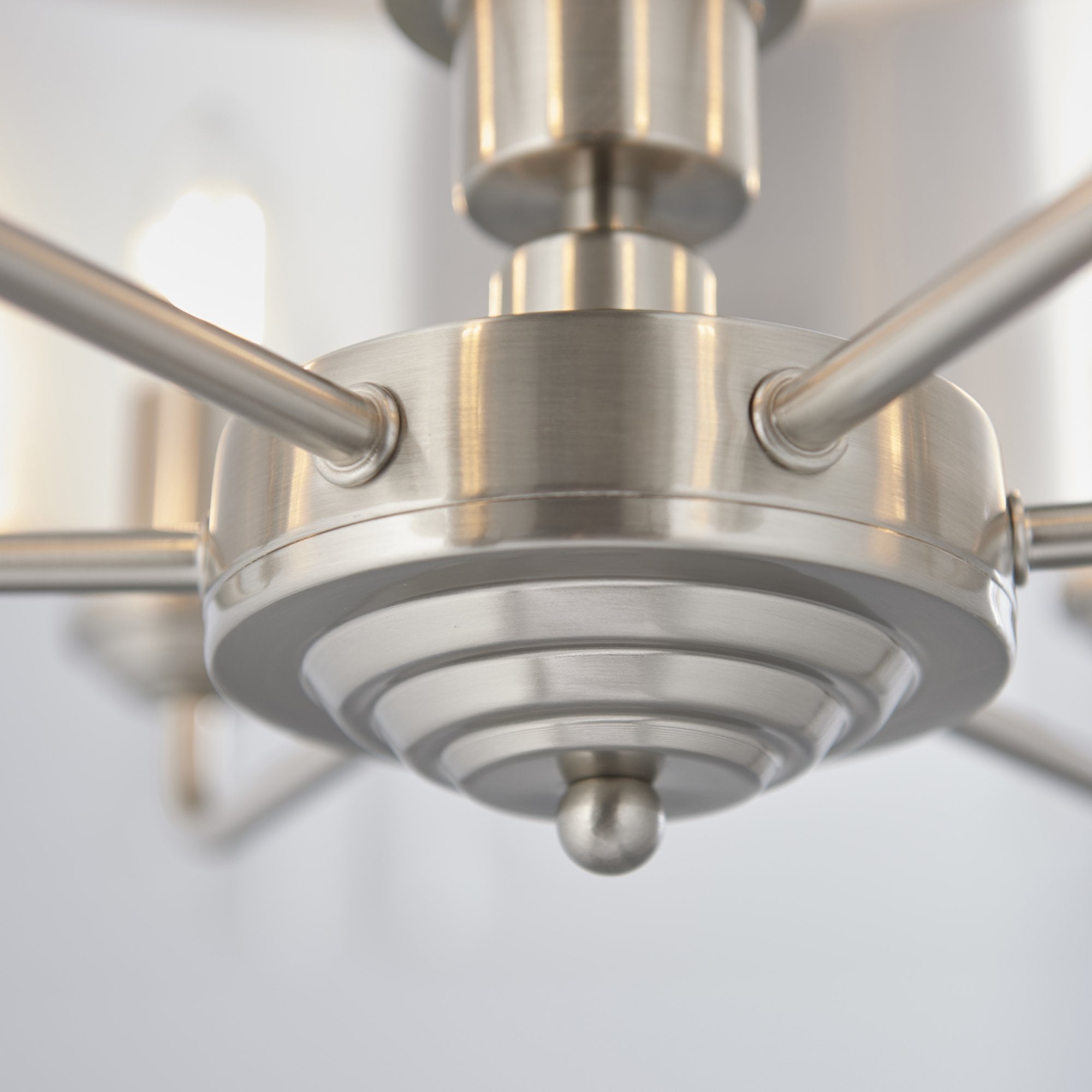 Endon Highclere 6 Light Pendant - Brushed Chrome Plate & Neutral Linen