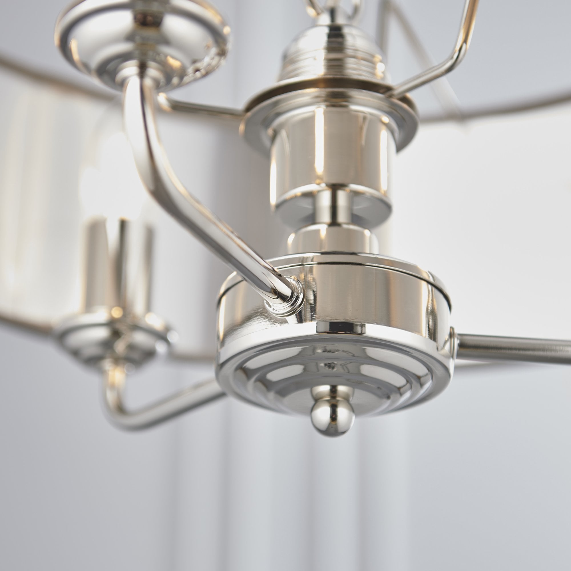 Endon Highclere 3 Light Pendant - Bright Nickel Plate & Charcoal Fabric