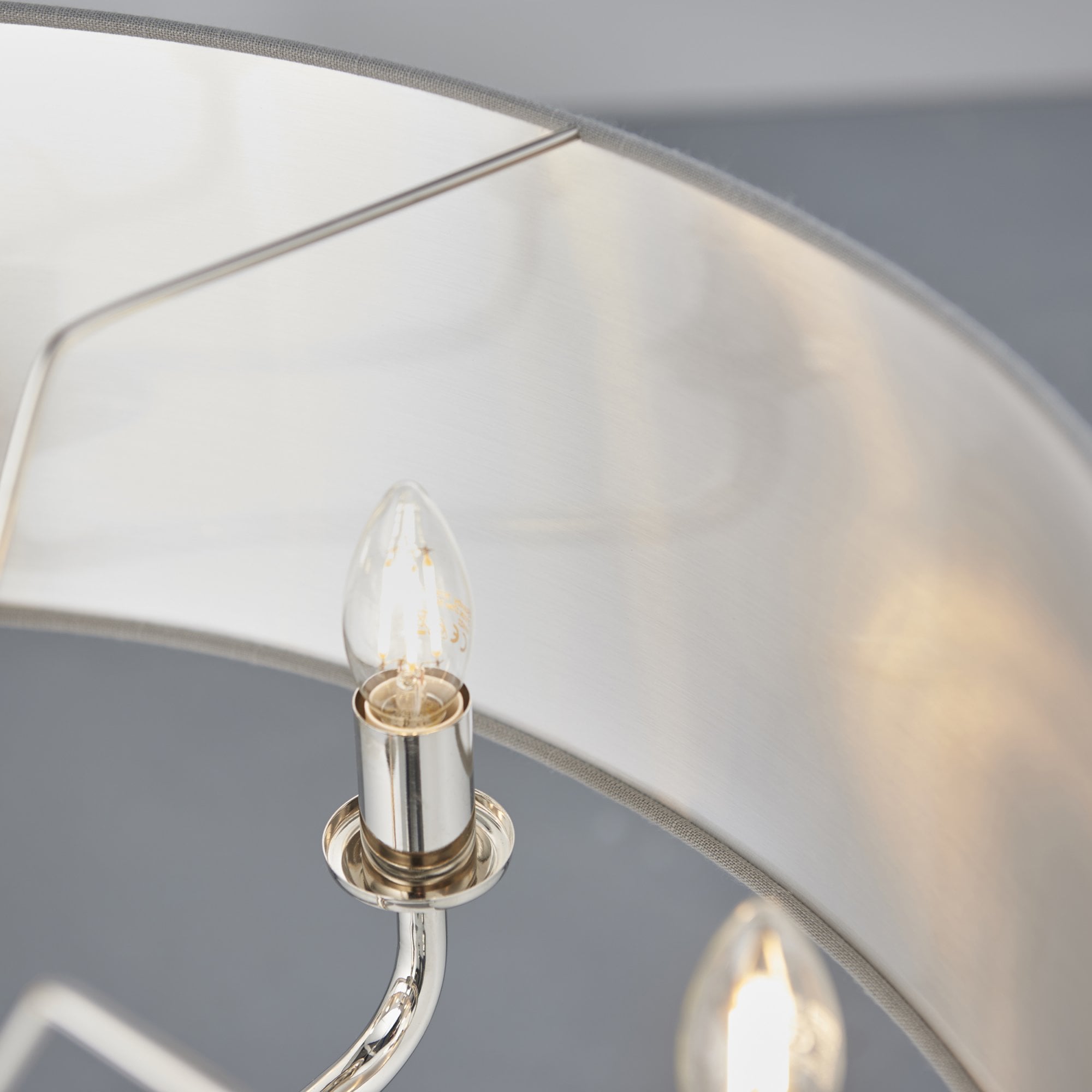 Endon Highclere 8 Light Pendant - Bright Nickel Plate & Charcoal Fabric