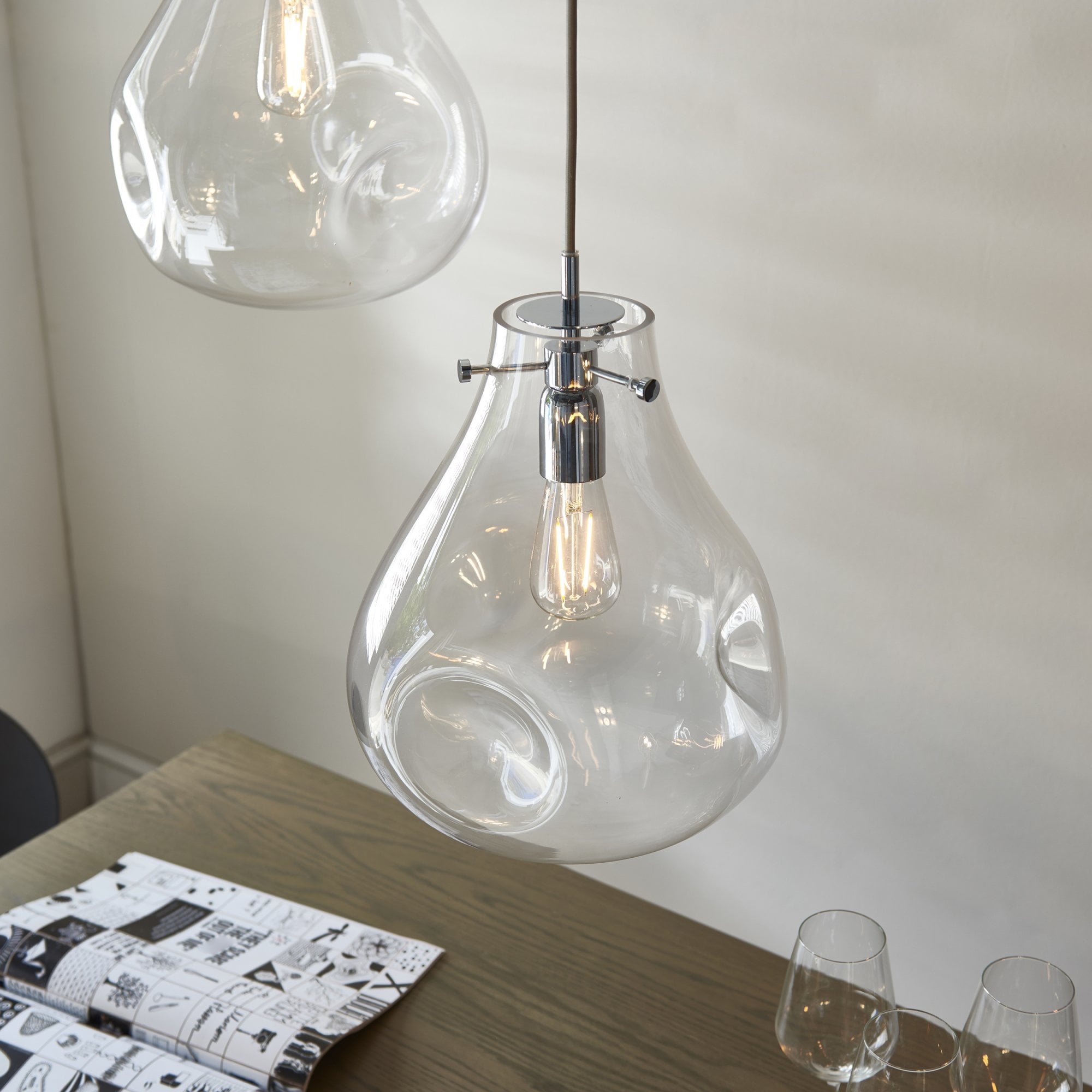 Endon Utopia Single Light Pendant - Clear Glass & Chrome Plate