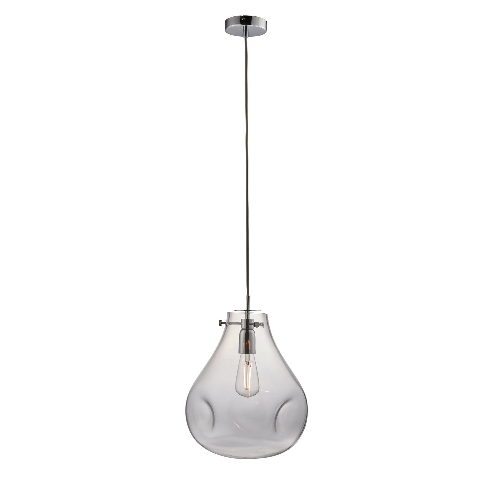 Endon Utopia Single Light Pendant - Clear Glass & Chrome Plate
