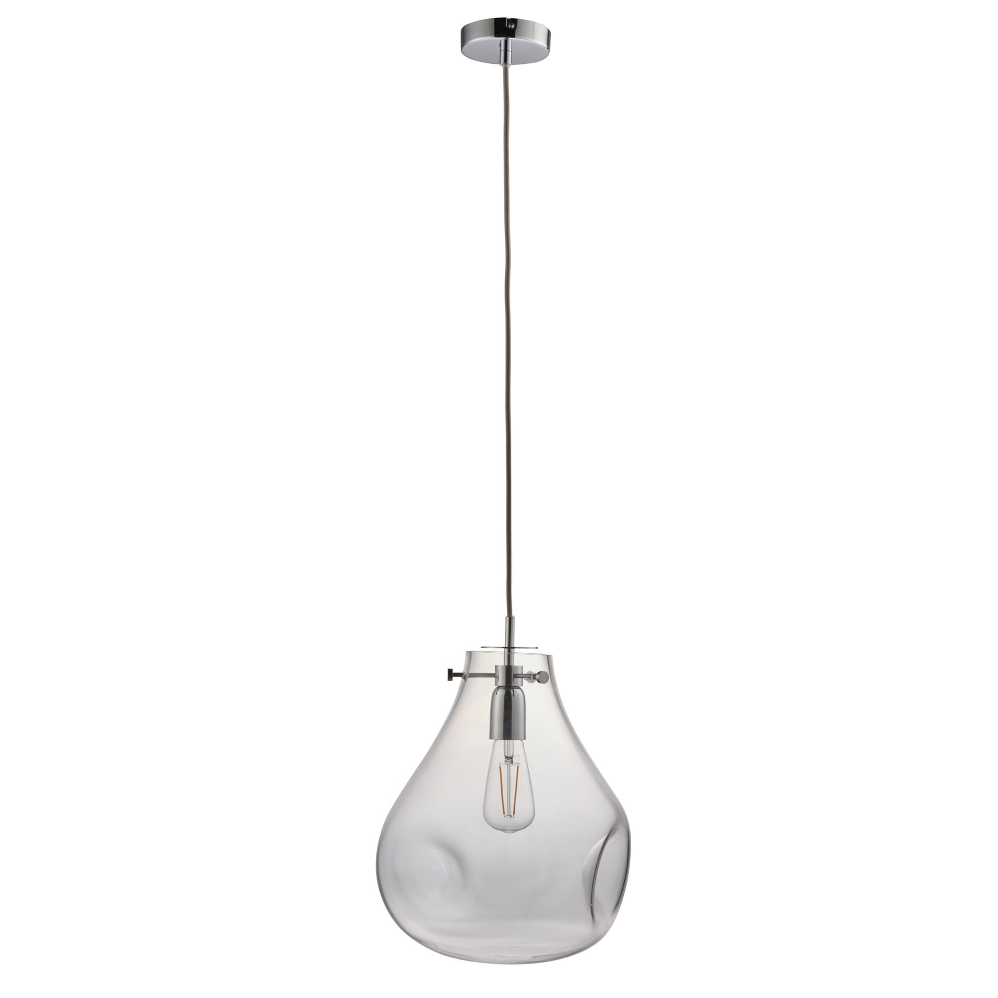 Endon Utopia Single Light Pendant - Clear Glass & Chrome Plate