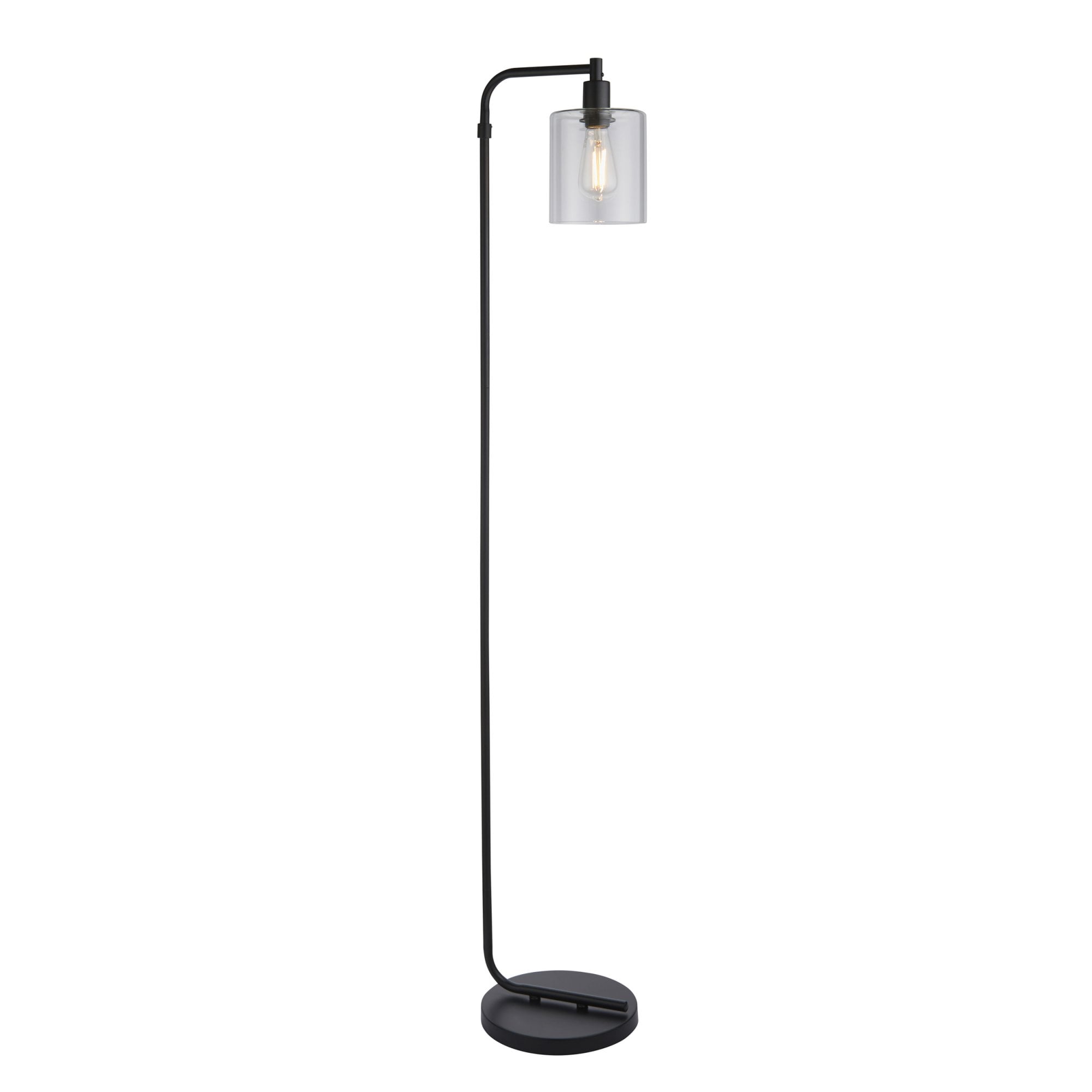 Endon Toledo Single Light Floor Lamp - Matt Black & Clear Glass