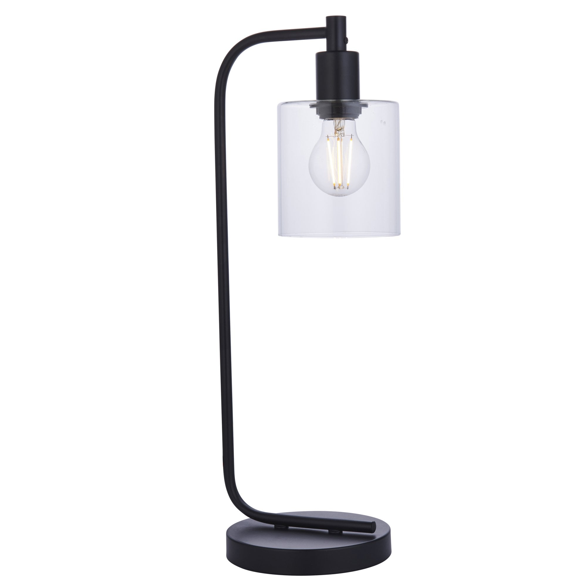Endon Toledo Single Light Table Lamp - Matt Black & Clear Glass