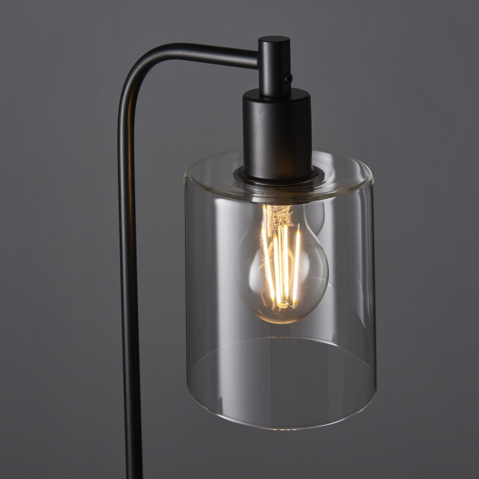 Endon Toledo Single Light Table Lamp - Matt Black & Clear Glass