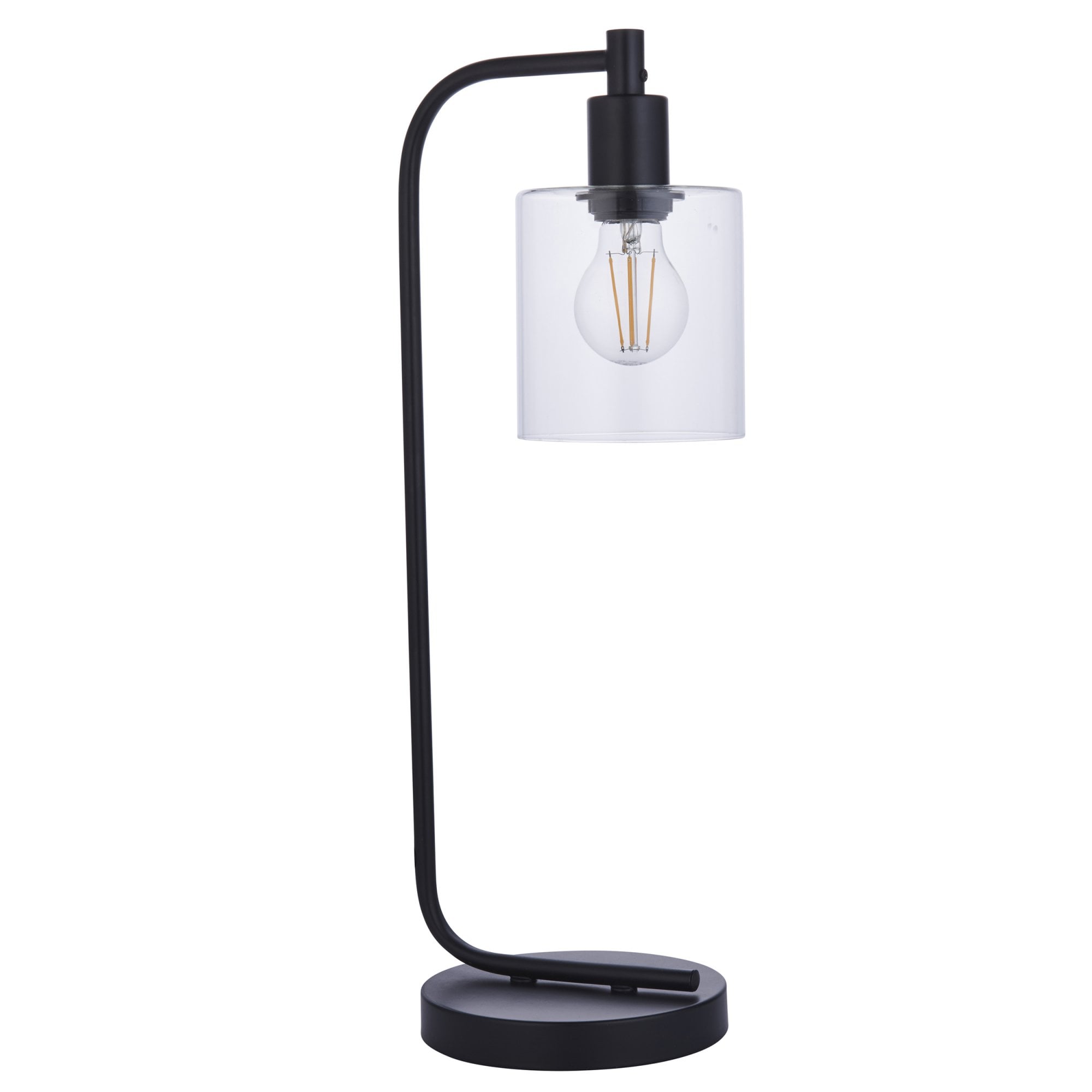 Endon Toledo Single Light Table Lamp - Matt Black & Clear Glass