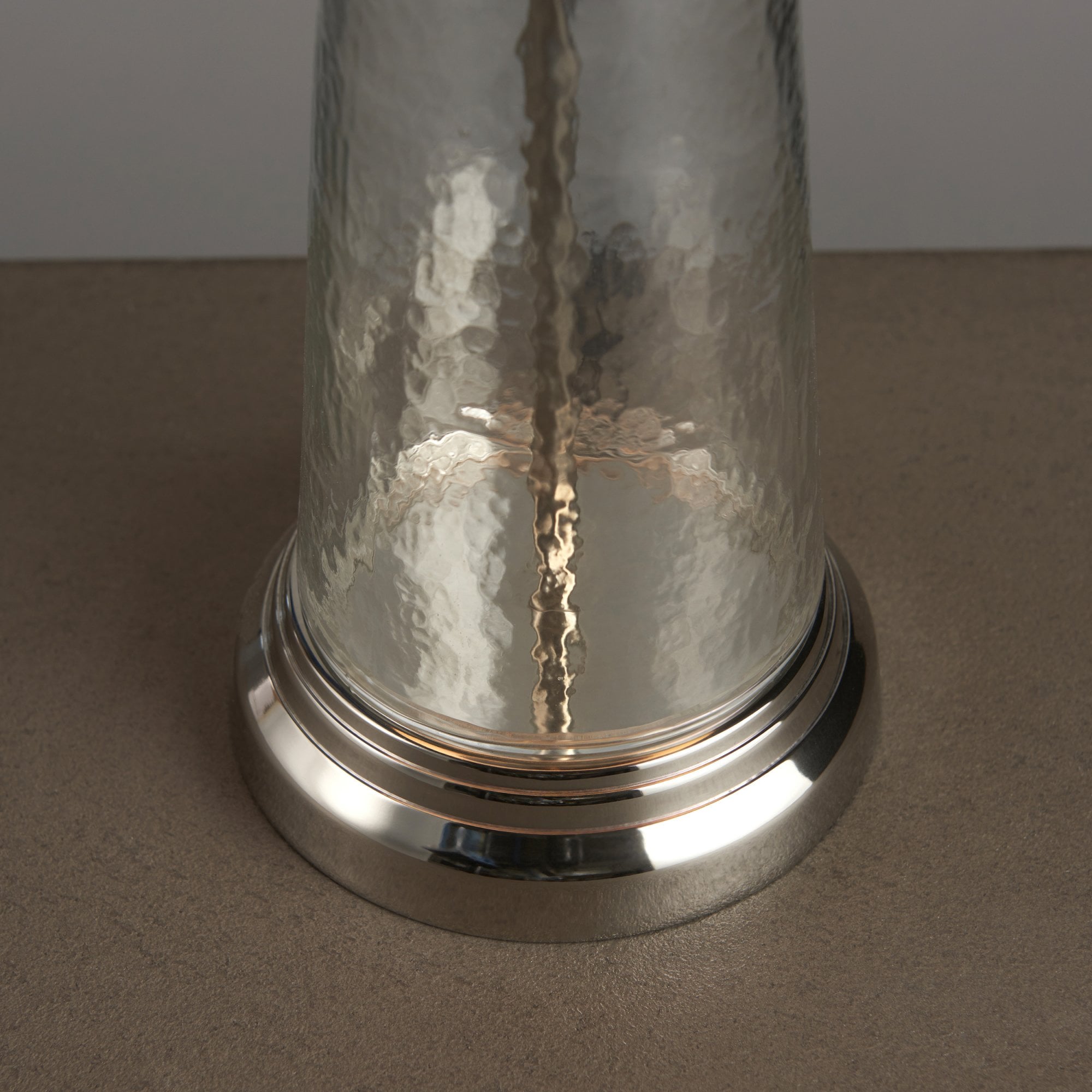 Endon Winslet Single Light Table Lamp - Clear Hammered Glass & Grey & Silver Velvet