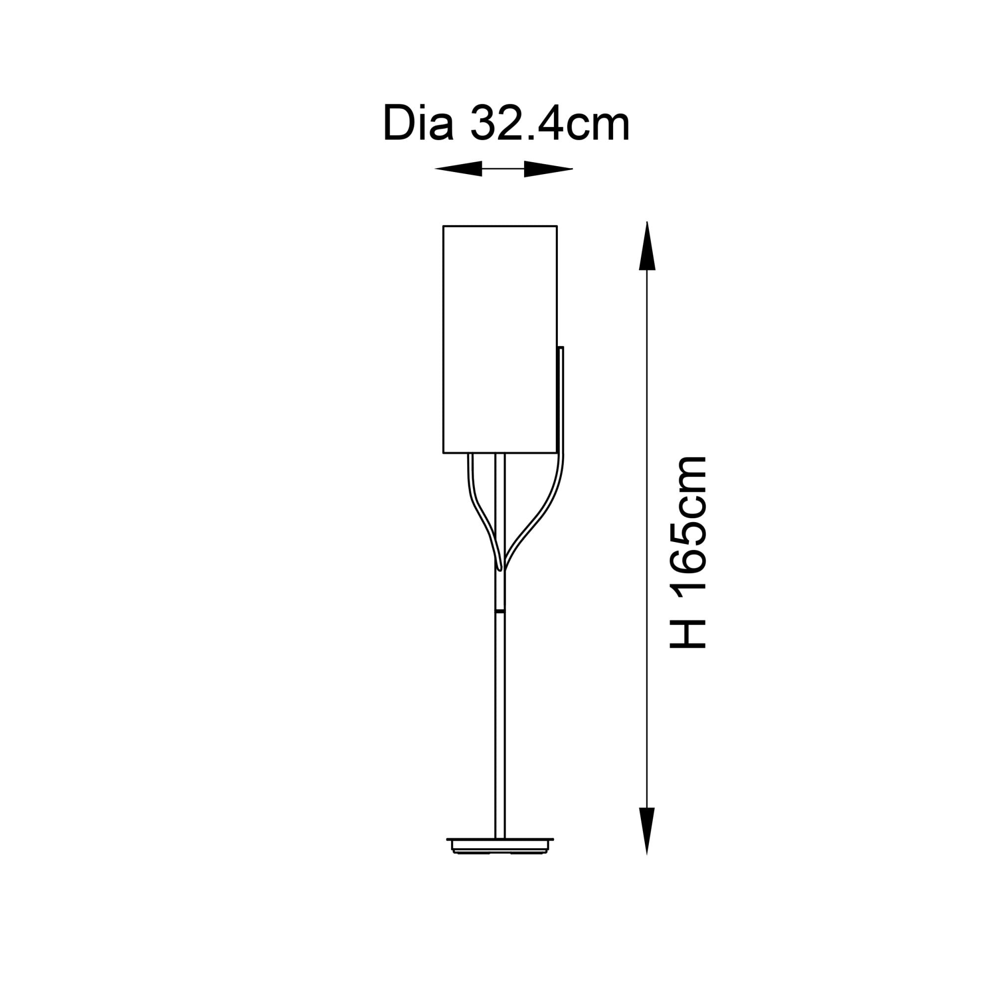 Endon Fraser Single Light Floor Lamp - Satin Brass Plate & Neutral Linen Mix Fabric