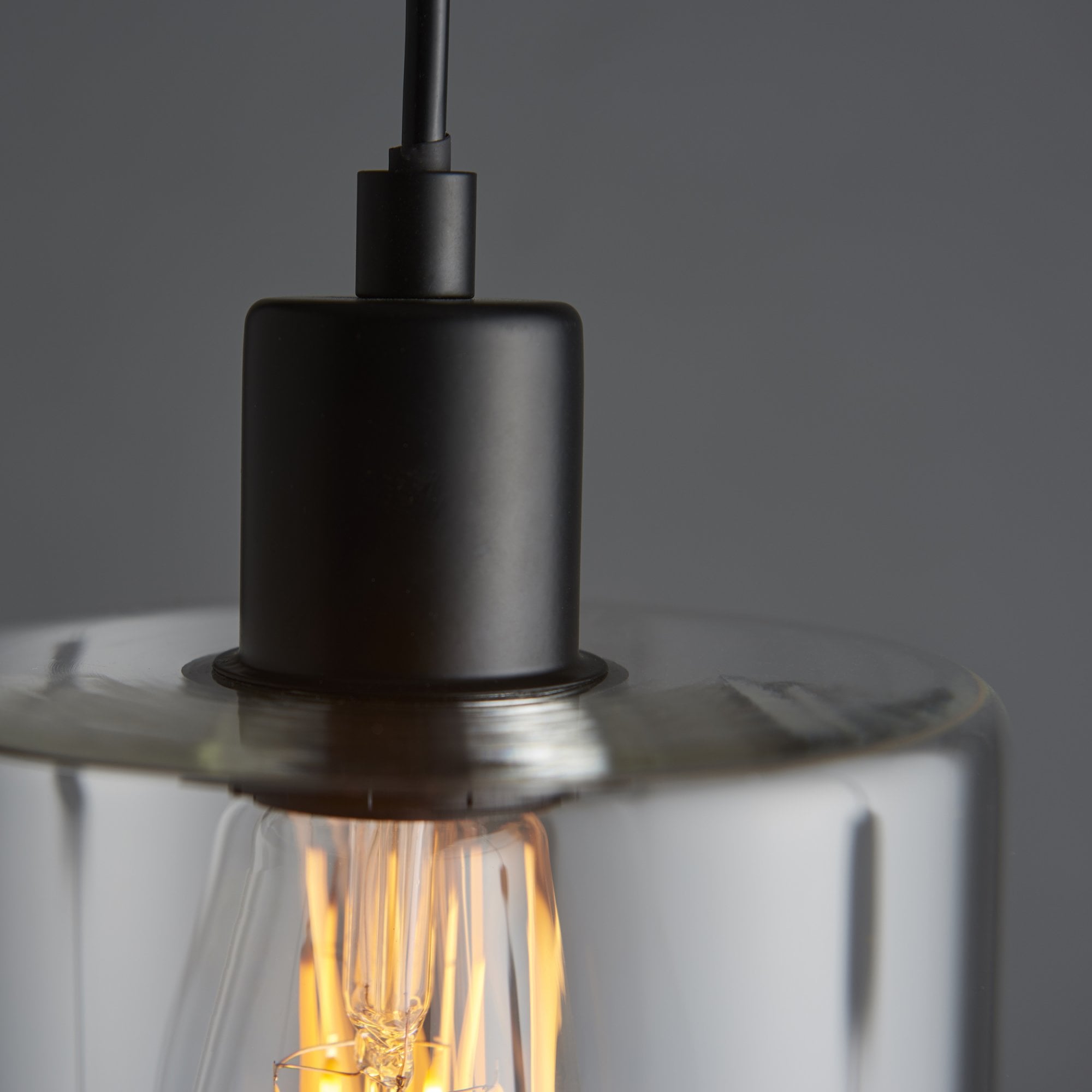 Endon Toledo Single Light Pendant - Matt Black & Clear Glass