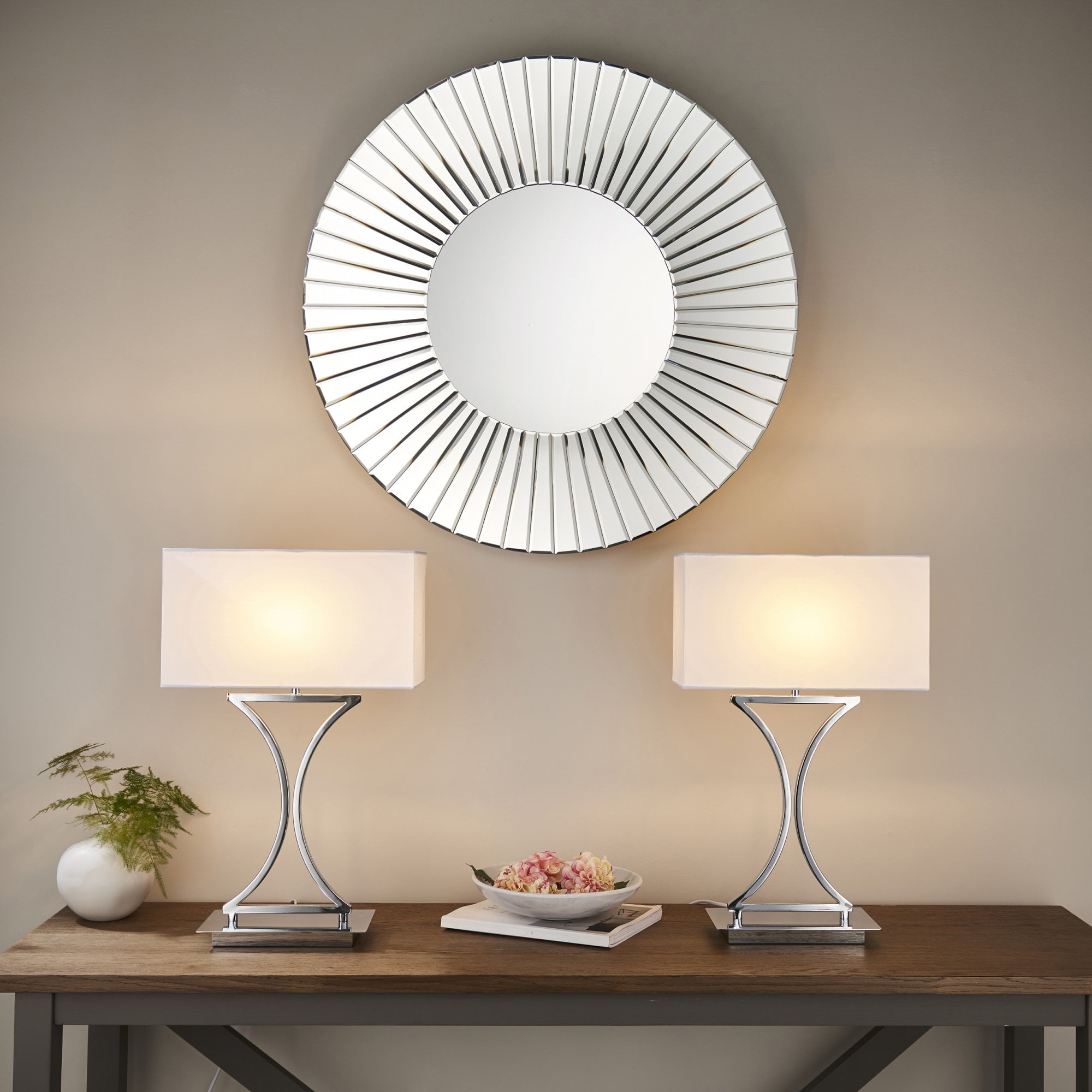 Endon Epalle Single Light Table Lamp - Chrome Plate & White Acrylic