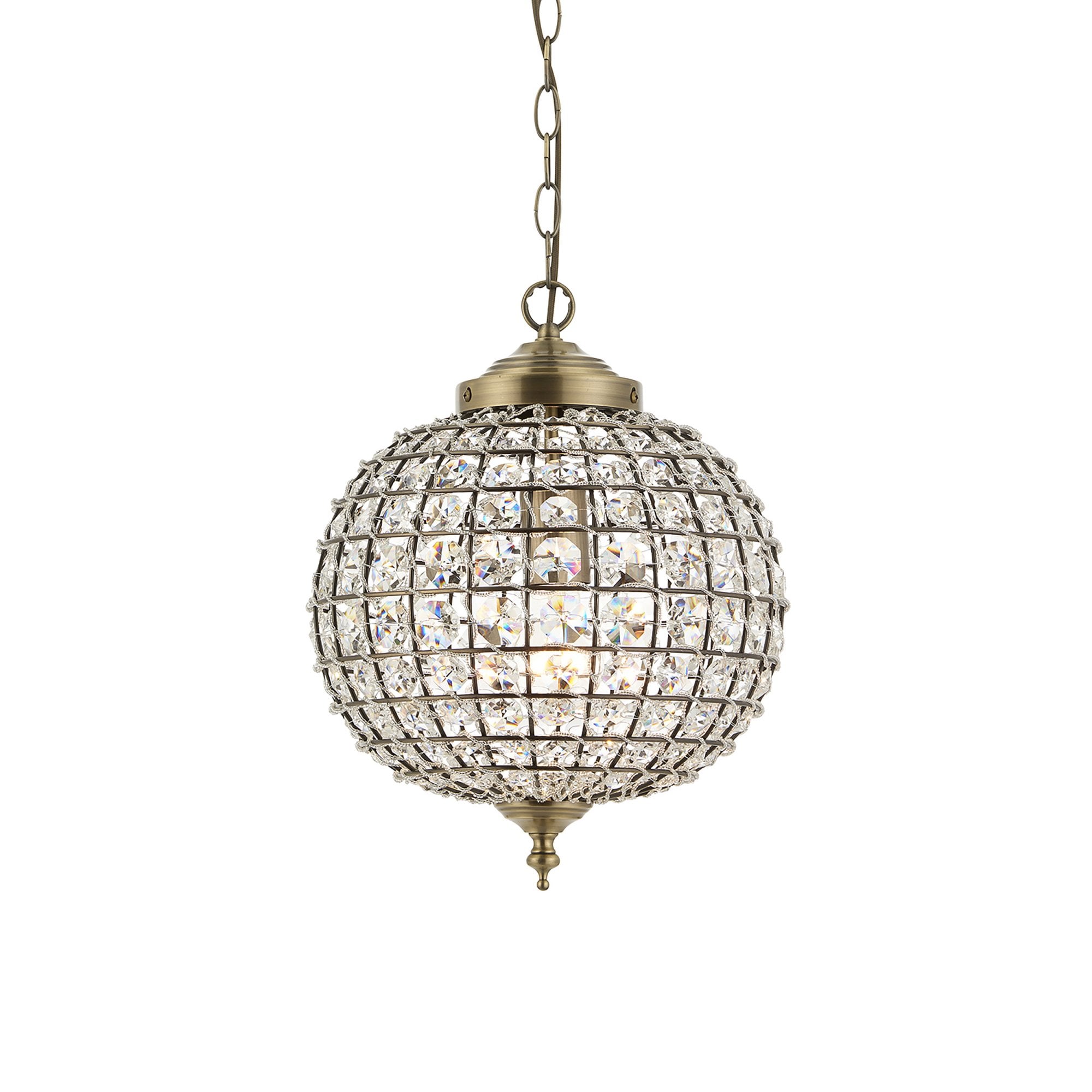 Endon Tanaro Single Light Pendant - Antique Brass Plate & Clear Glass