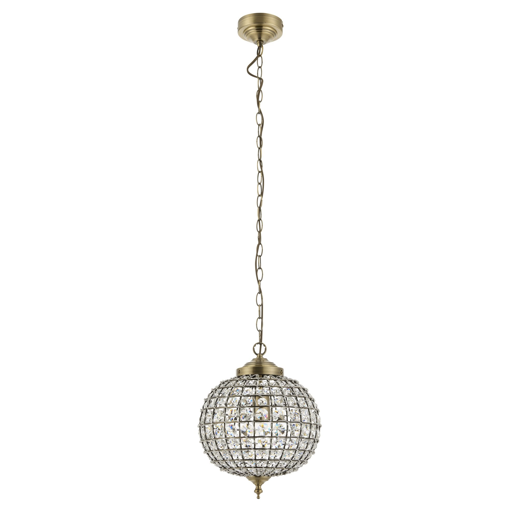 Endon Tanaro Single Light Pendant - Antique Brass Plate & Clear Glass