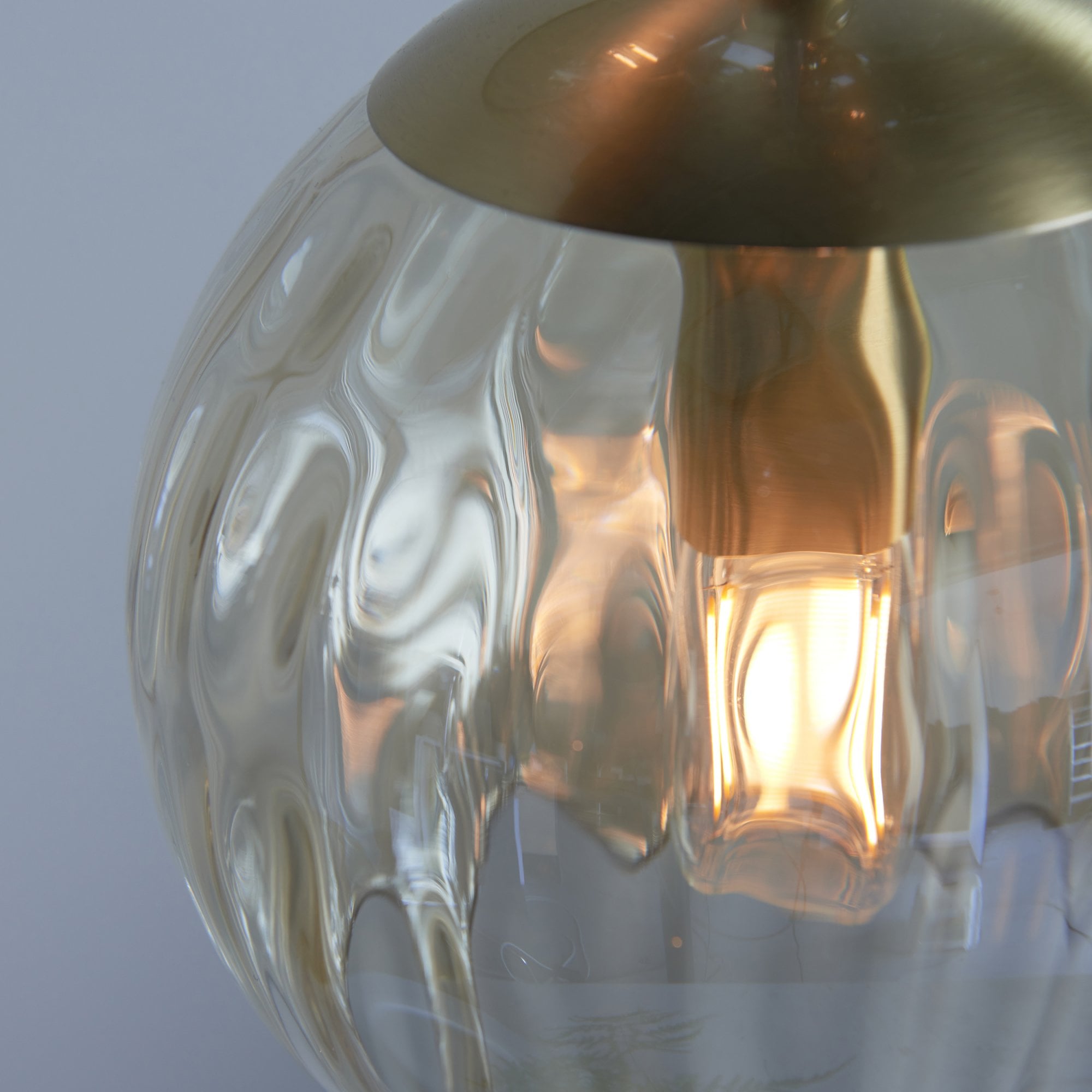 Endon Dimple 3 Light Pendant - Satin Brass Plate & Champagne Lustre Glass