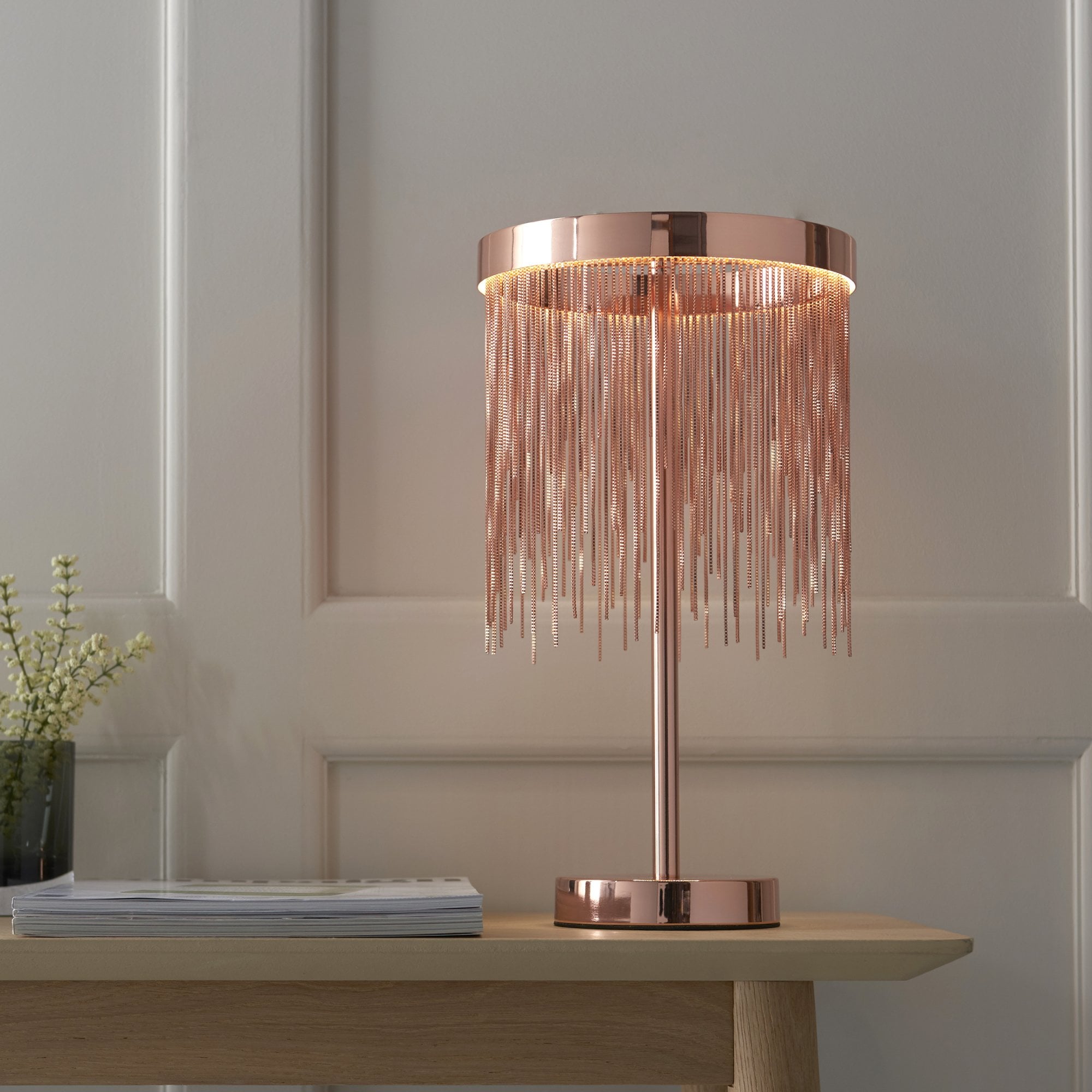 Endon Zelma Single Light Table Lamp - Brushed Copper Plate & Copper