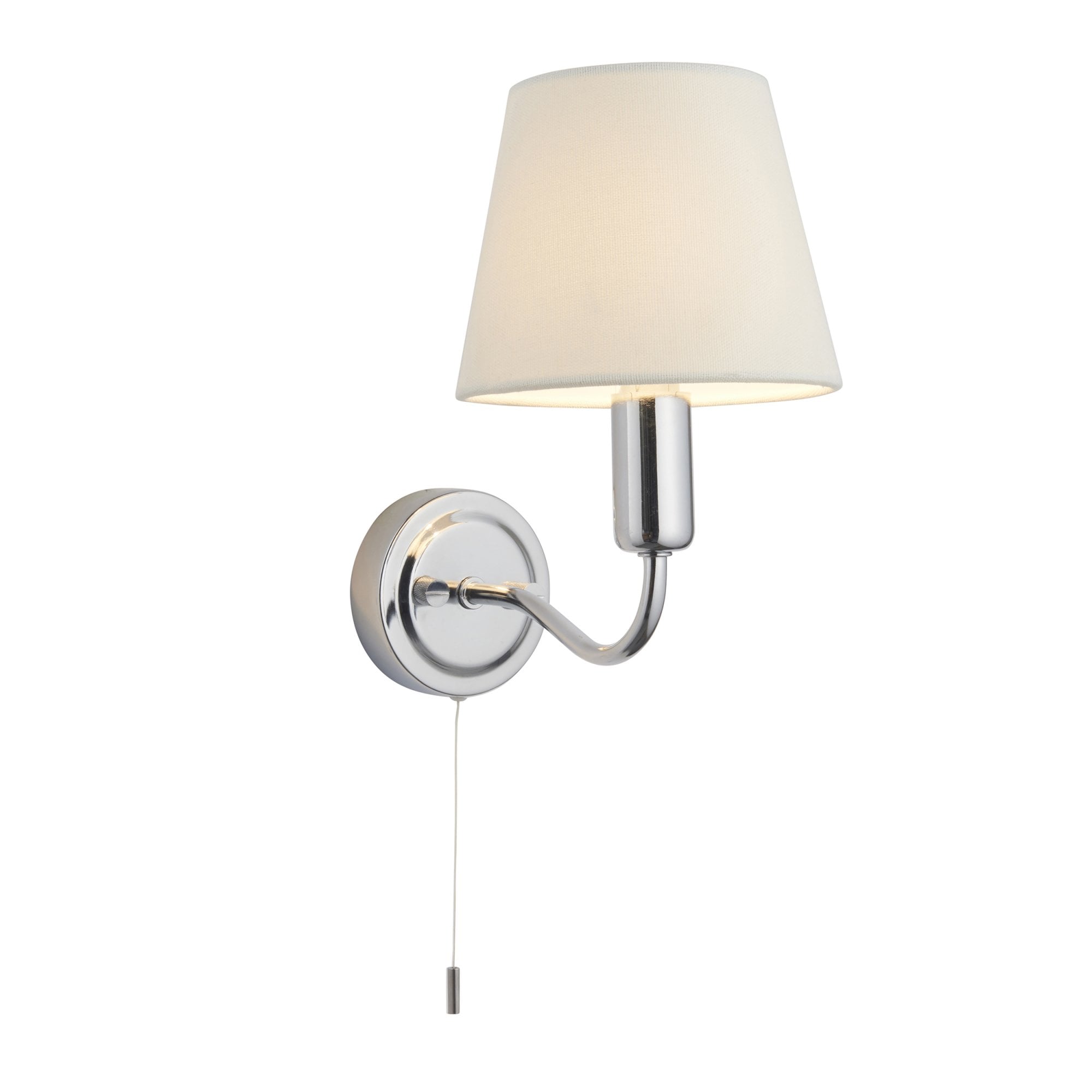 Endon Conway Single Light Wall - Chrome Plate & Ivory Fabric
