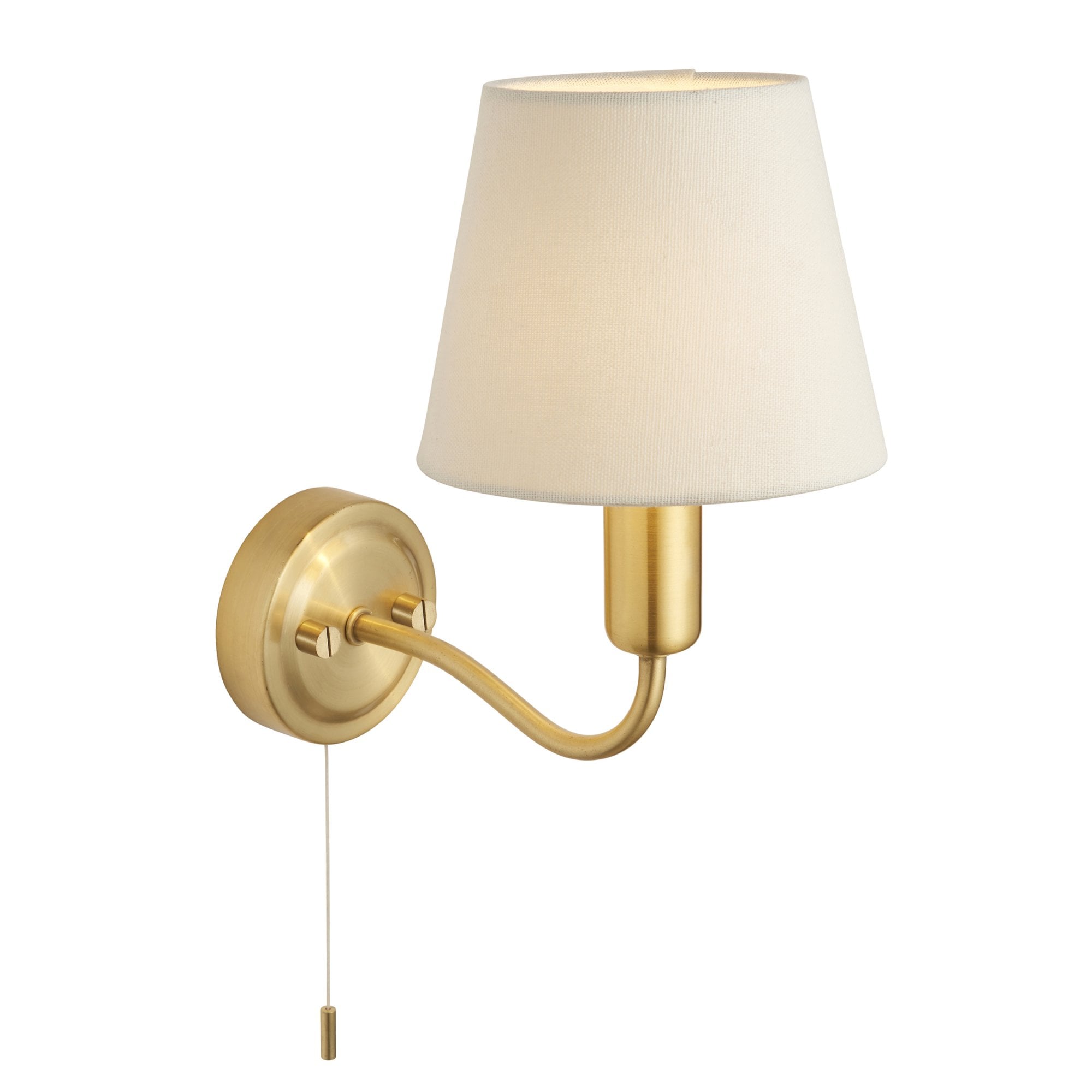 Endon Conway Single Light Wall - Satin Brass Plate & Ivory Fabric
