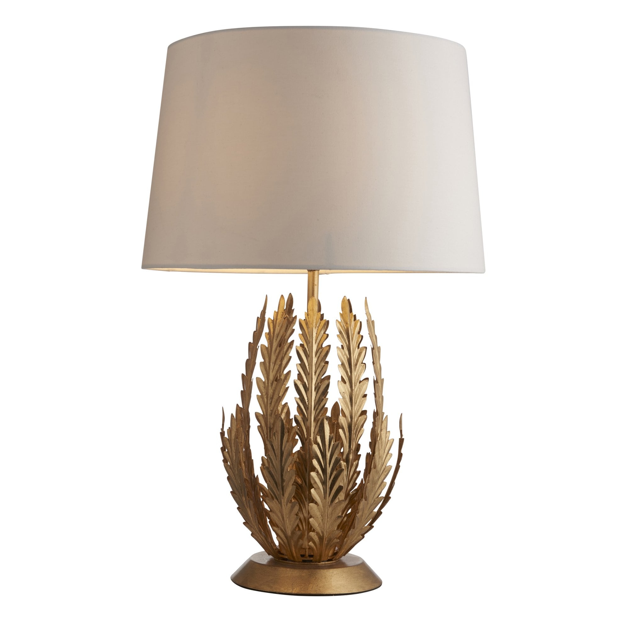 Endon Delphine Single Light Table Lamp - Gold Leaf & Ivory Cotton Fabric