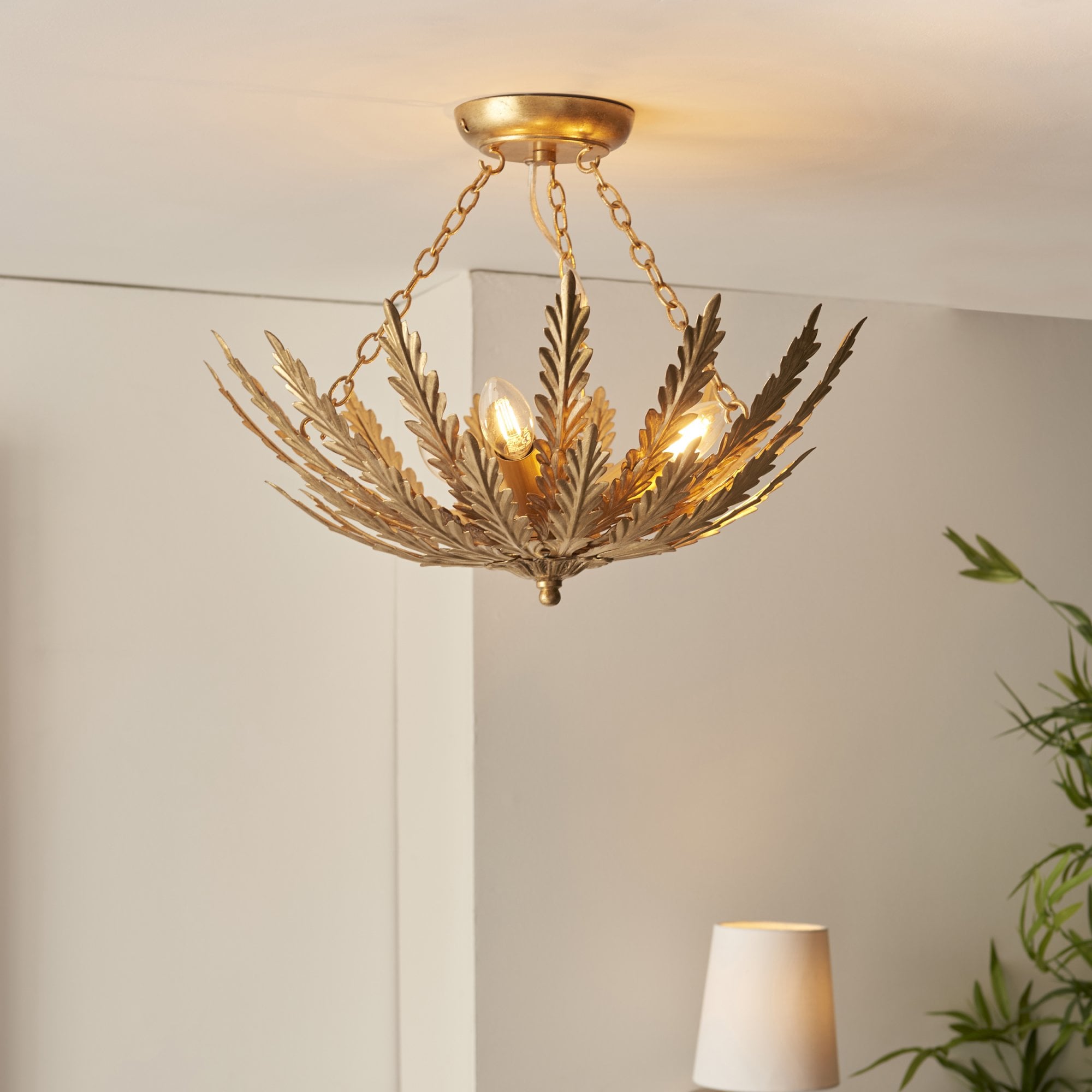 Endon Delphine 3 Light Flush - Gold Leaf