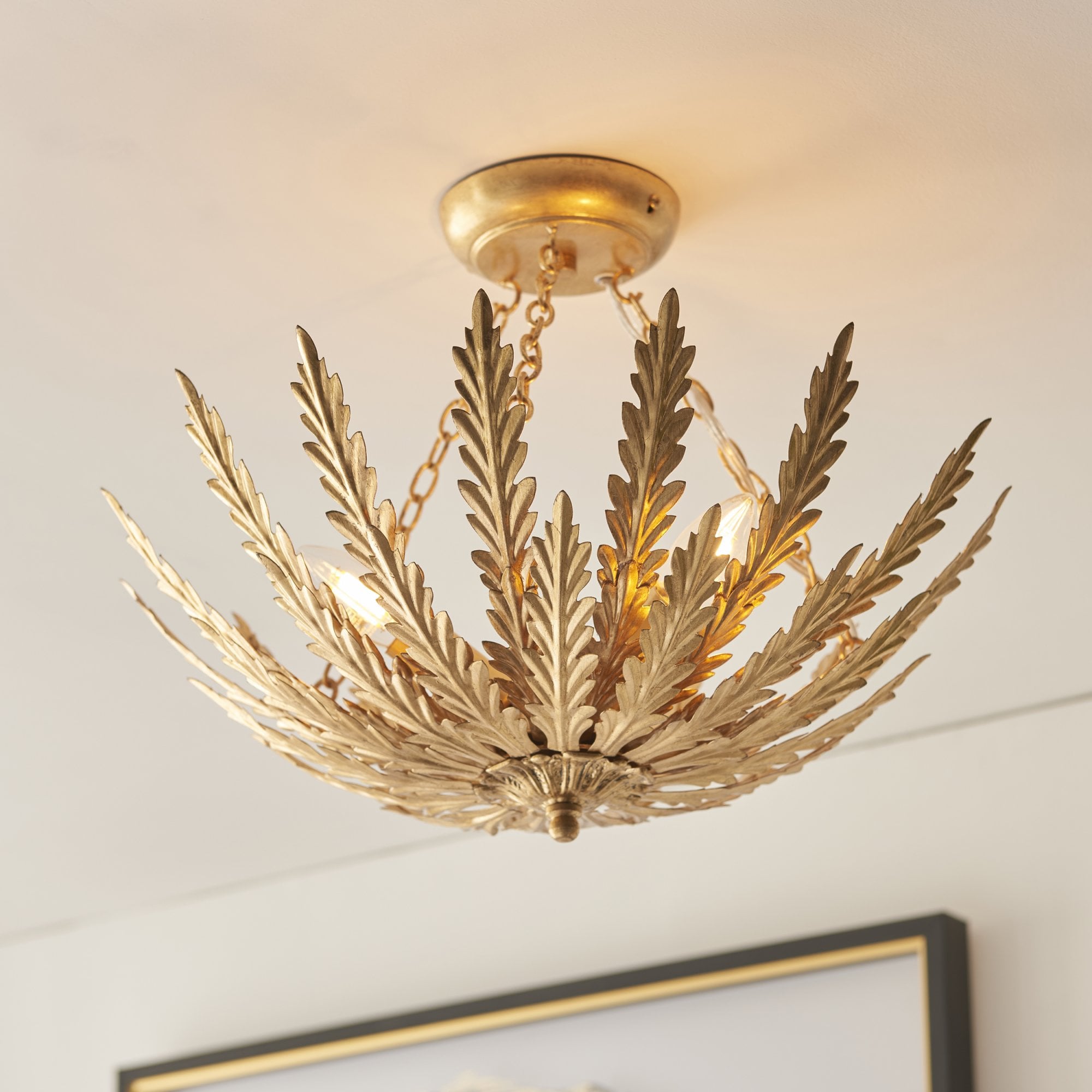 Endon Delphine 3 Light Flush - Gold Leaf