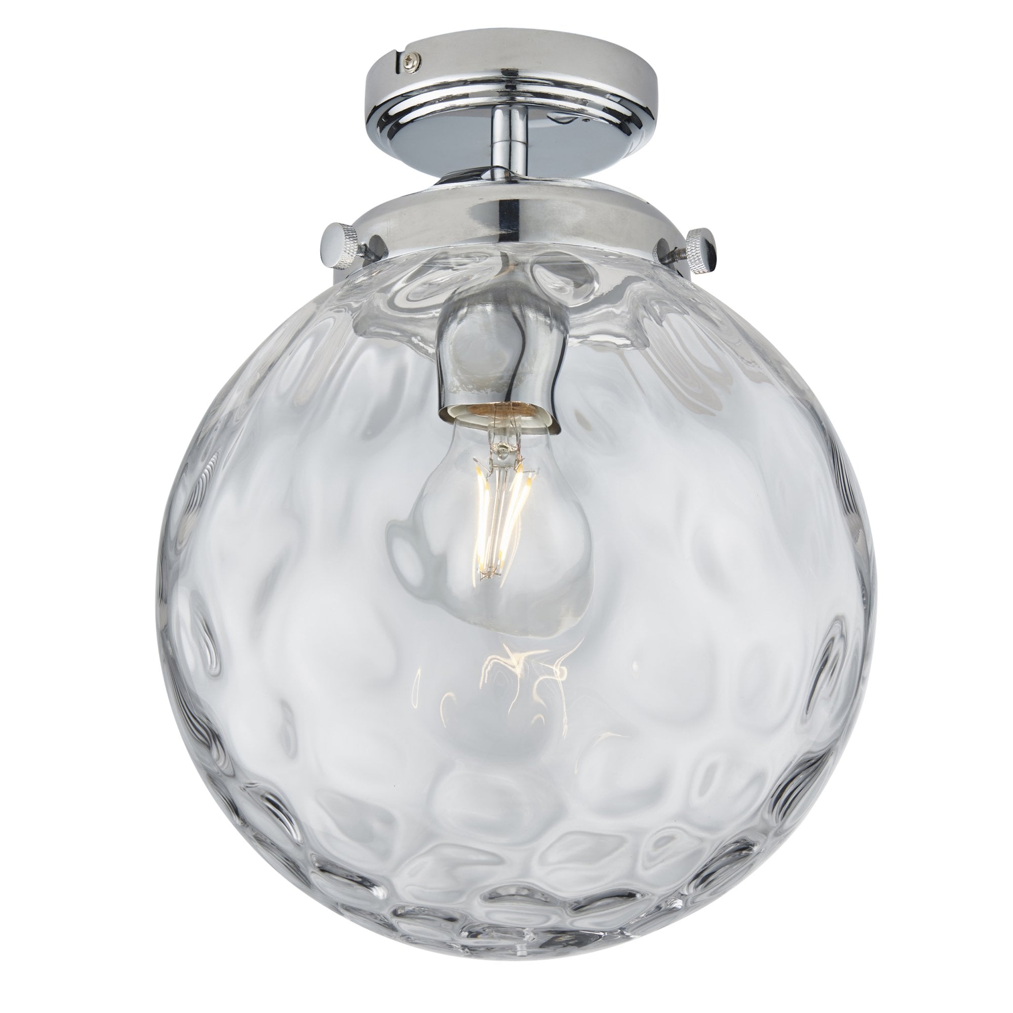 Endon Elston Single Light Flush - Chrome Plate & Clear Dimpled Glass