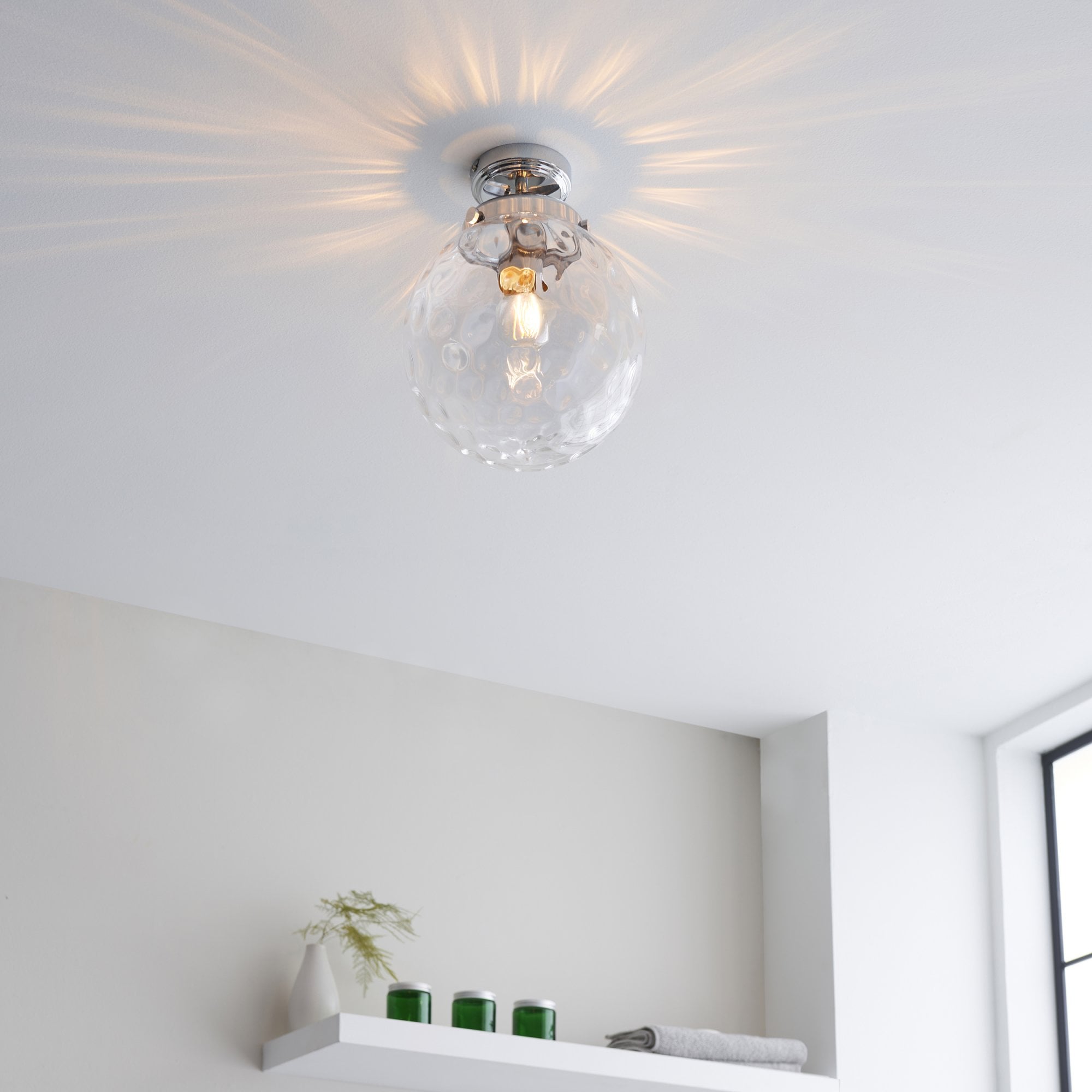 Endon Elston Single Light Flush - Chrome Plate & Clear Dimpled Glass