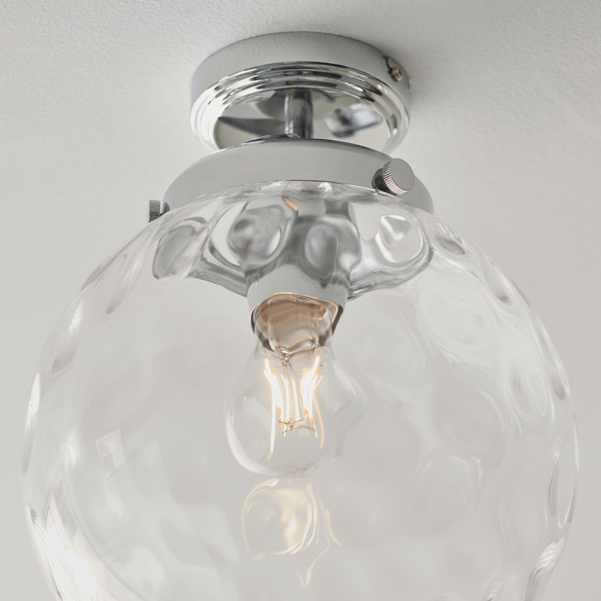 Endon Elston Single Light Flush - Chrome Plate & Clear Dimpled Glass