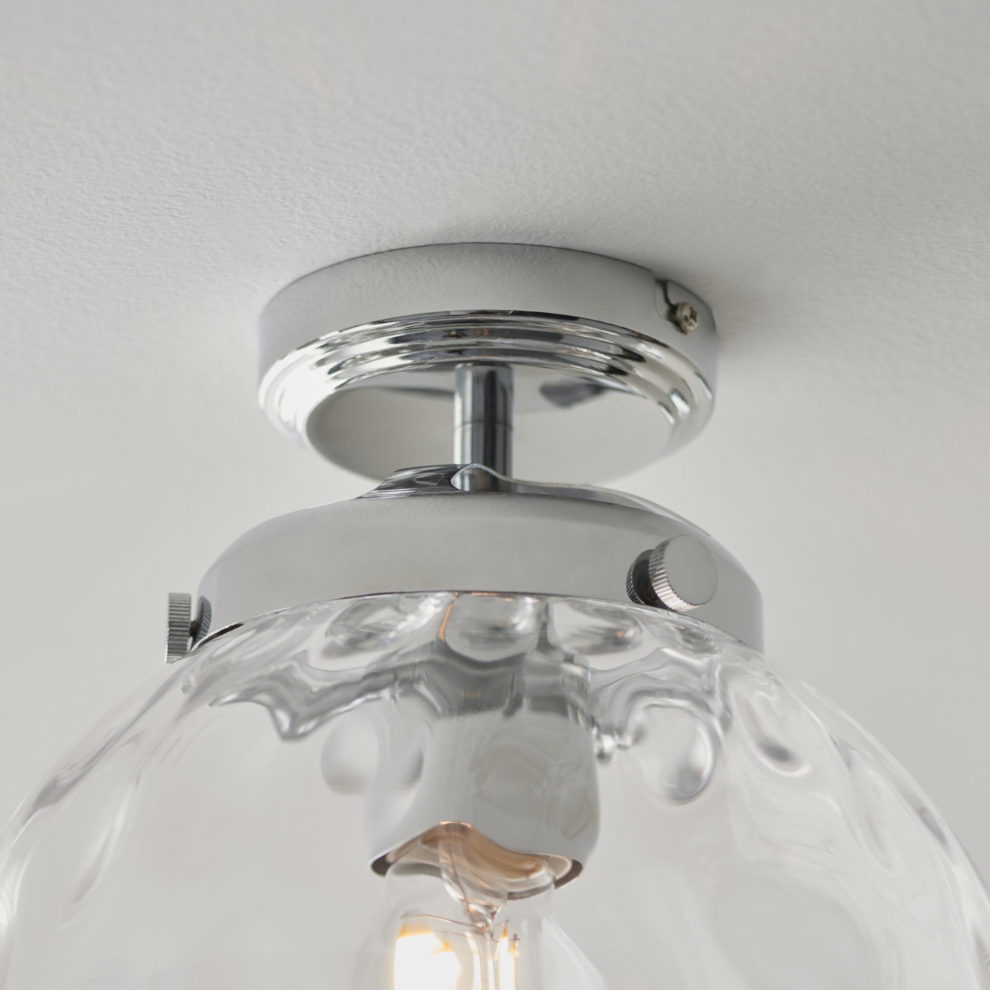 Endon Elston Single Light Flush - Chrome Plate & Clear Dimpled Glass