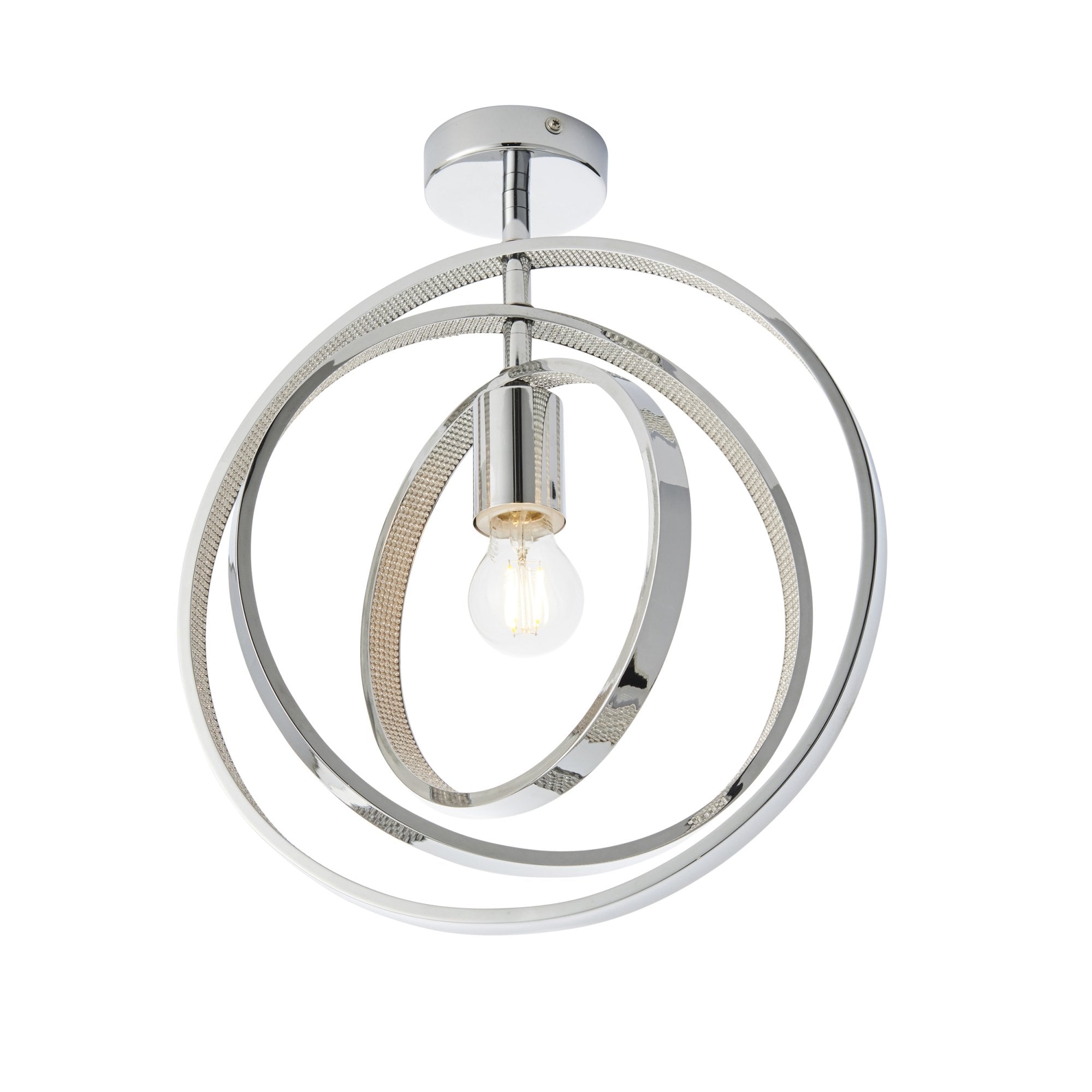 Endon Merola Single Light Semi Flush - Chrome Plate & Clear Faceted Acrylic