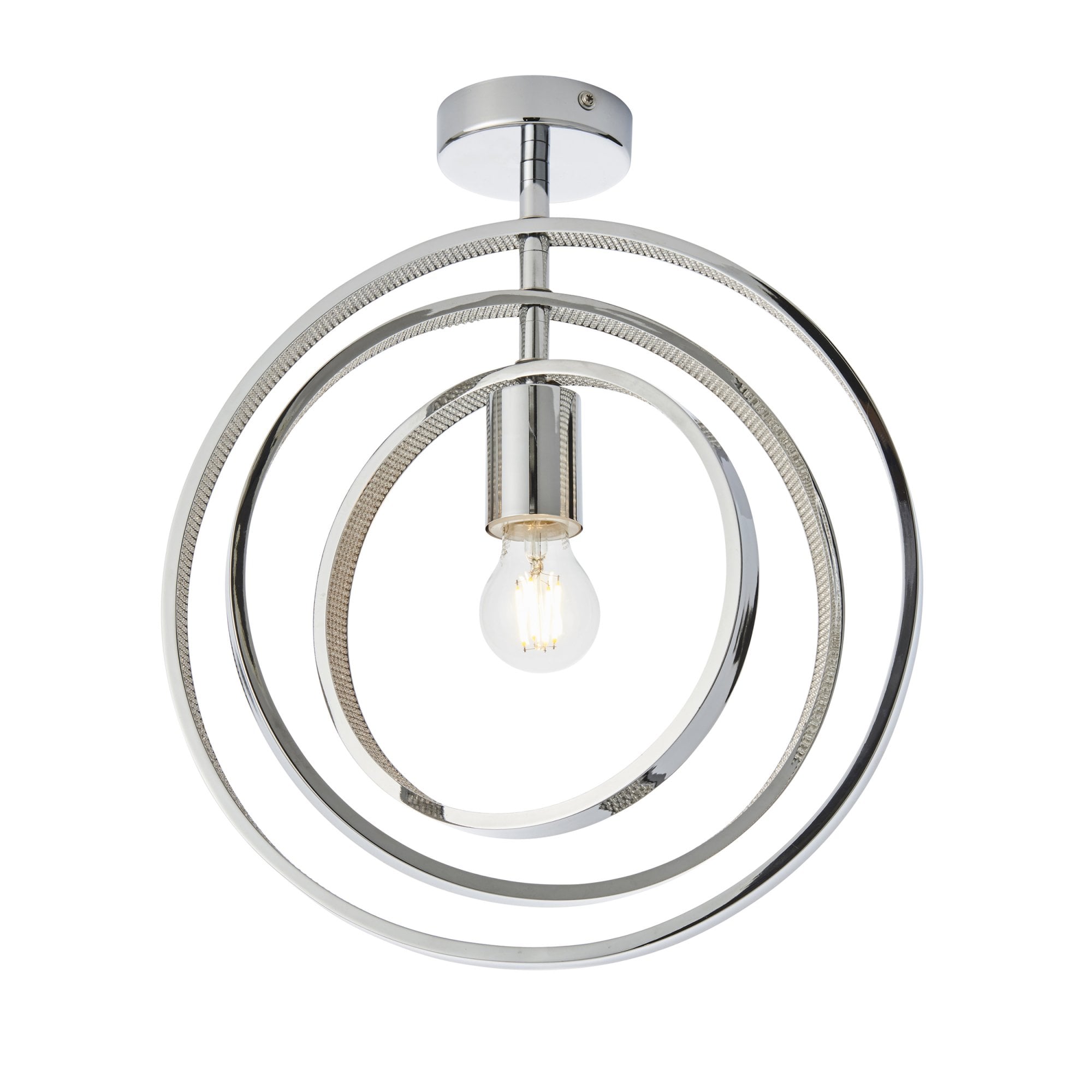 Endon Merola Single Light Semi Flush - Chrome Plate & Clear Faceted Acrylic