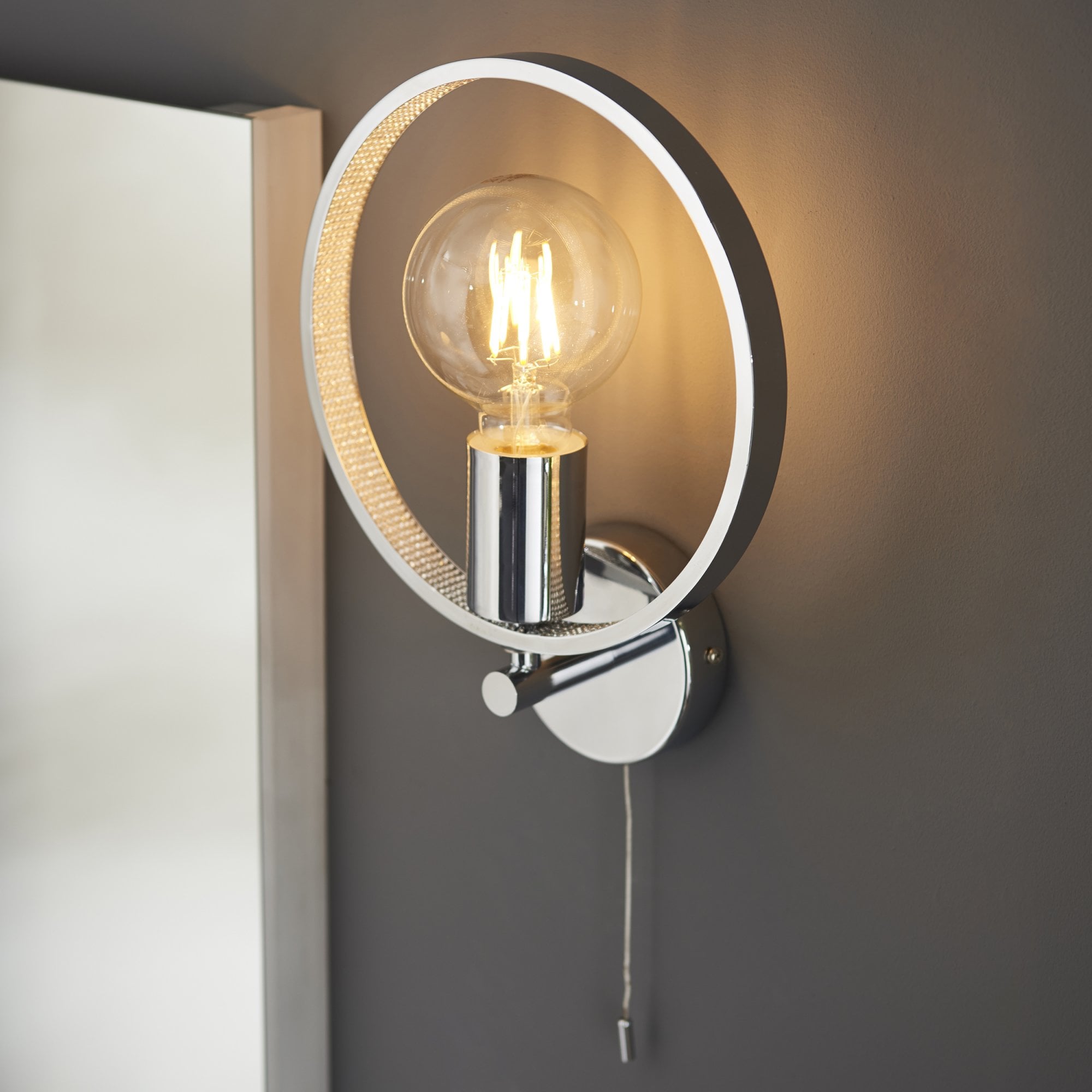 Endon Merola Single Light Wall - Chrome Plate & Clear Faceted Acrylic