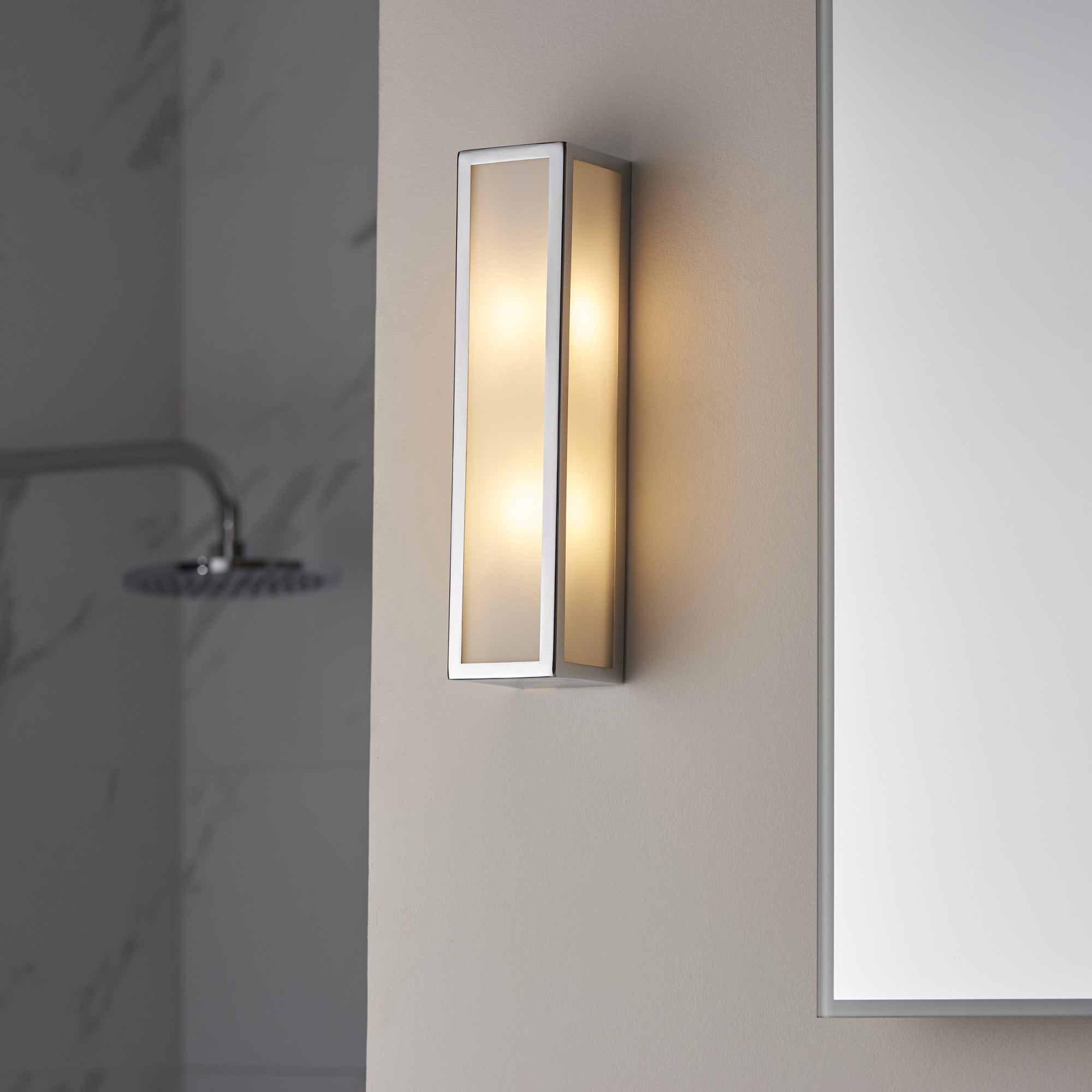 Endon Newham 2 Light Wall - Chrome Plate & Frosted Glass
