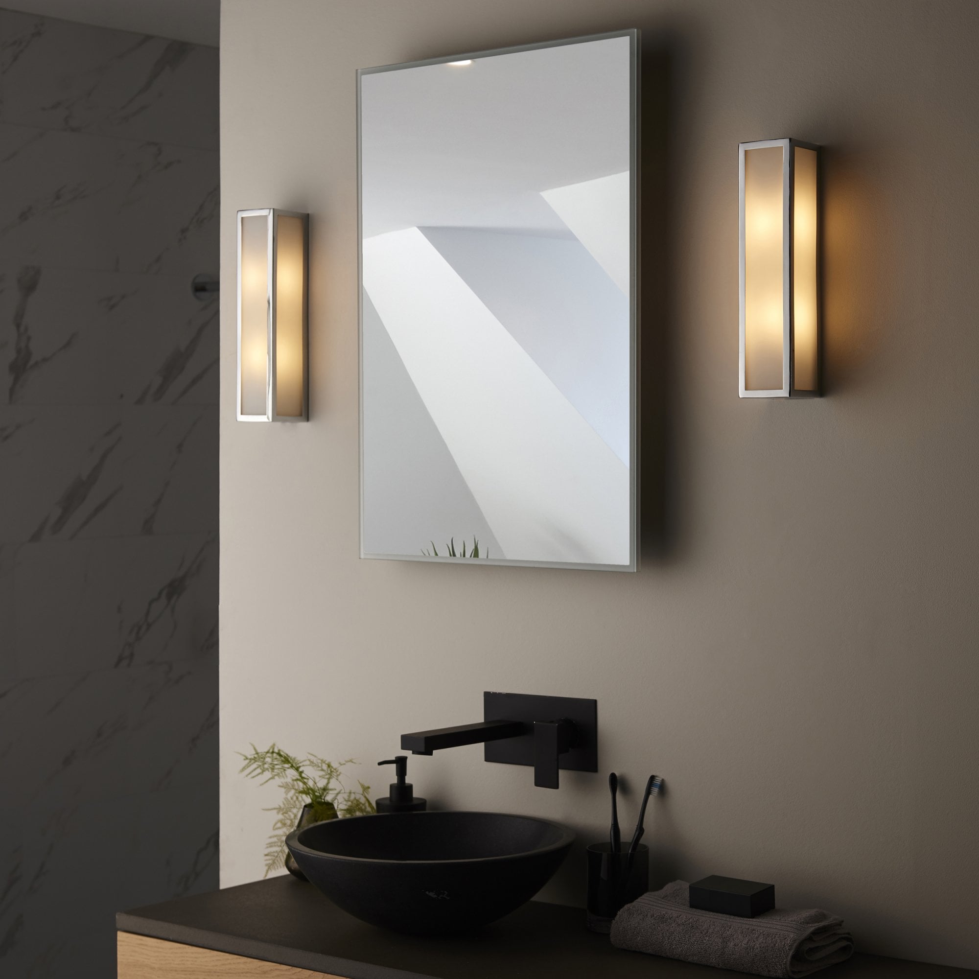 Endon Newham 2 Light Wall - Chrome Plate & Frosted Glass