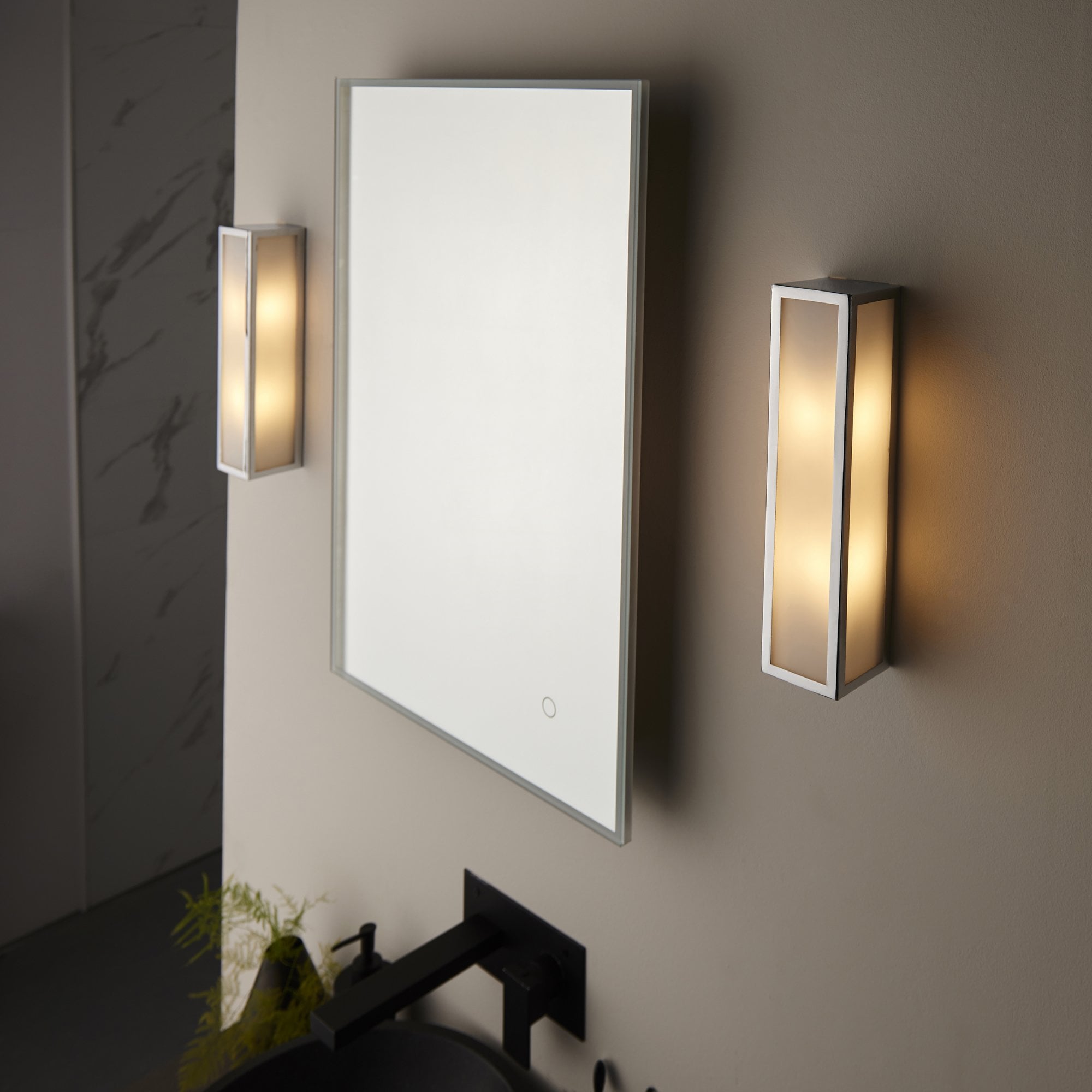 Endon Newham 2 Light Wall - Chrome Plate & Frosted Glass