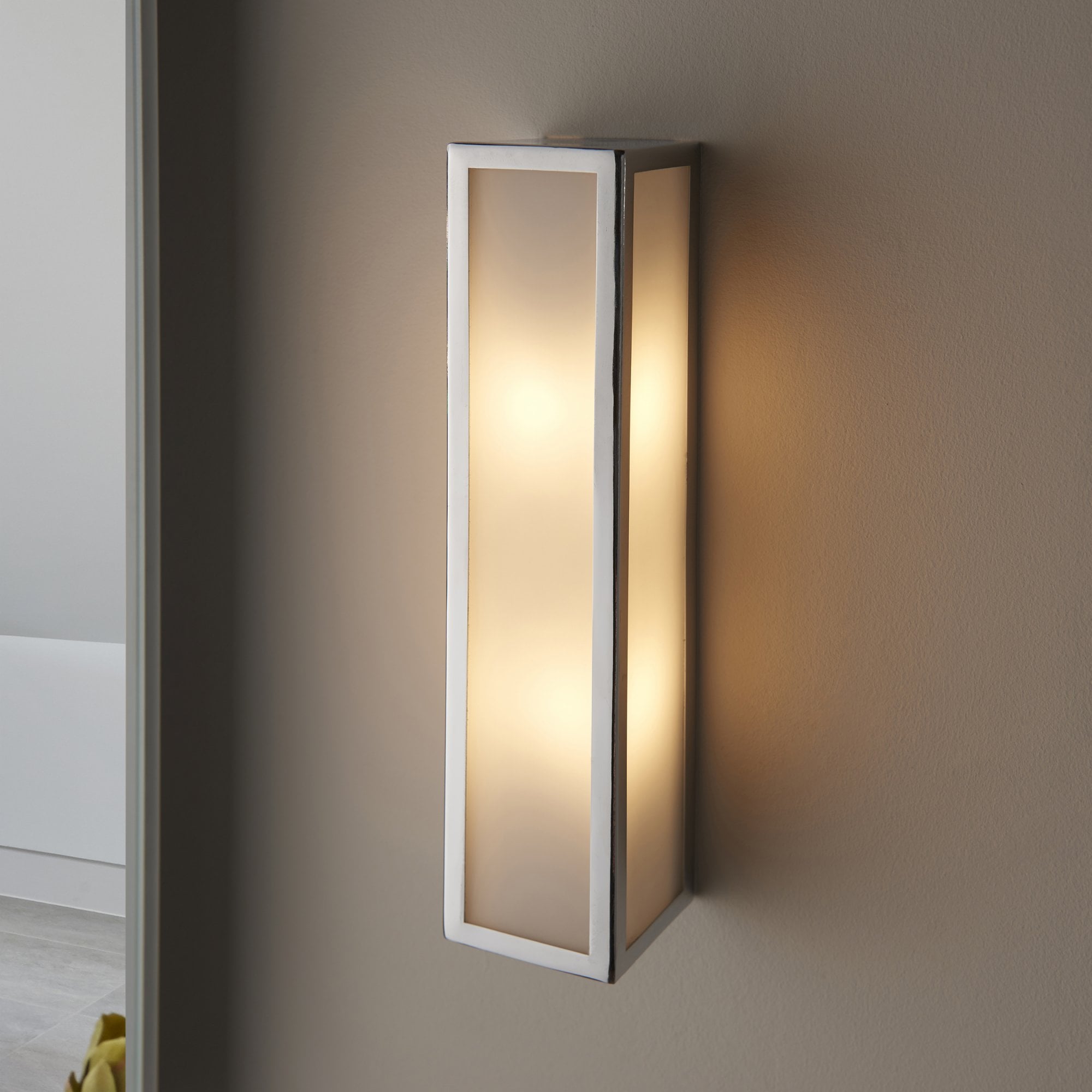 Endon Newham 2 Light Wall - Chrome Plate & Frosted Glass