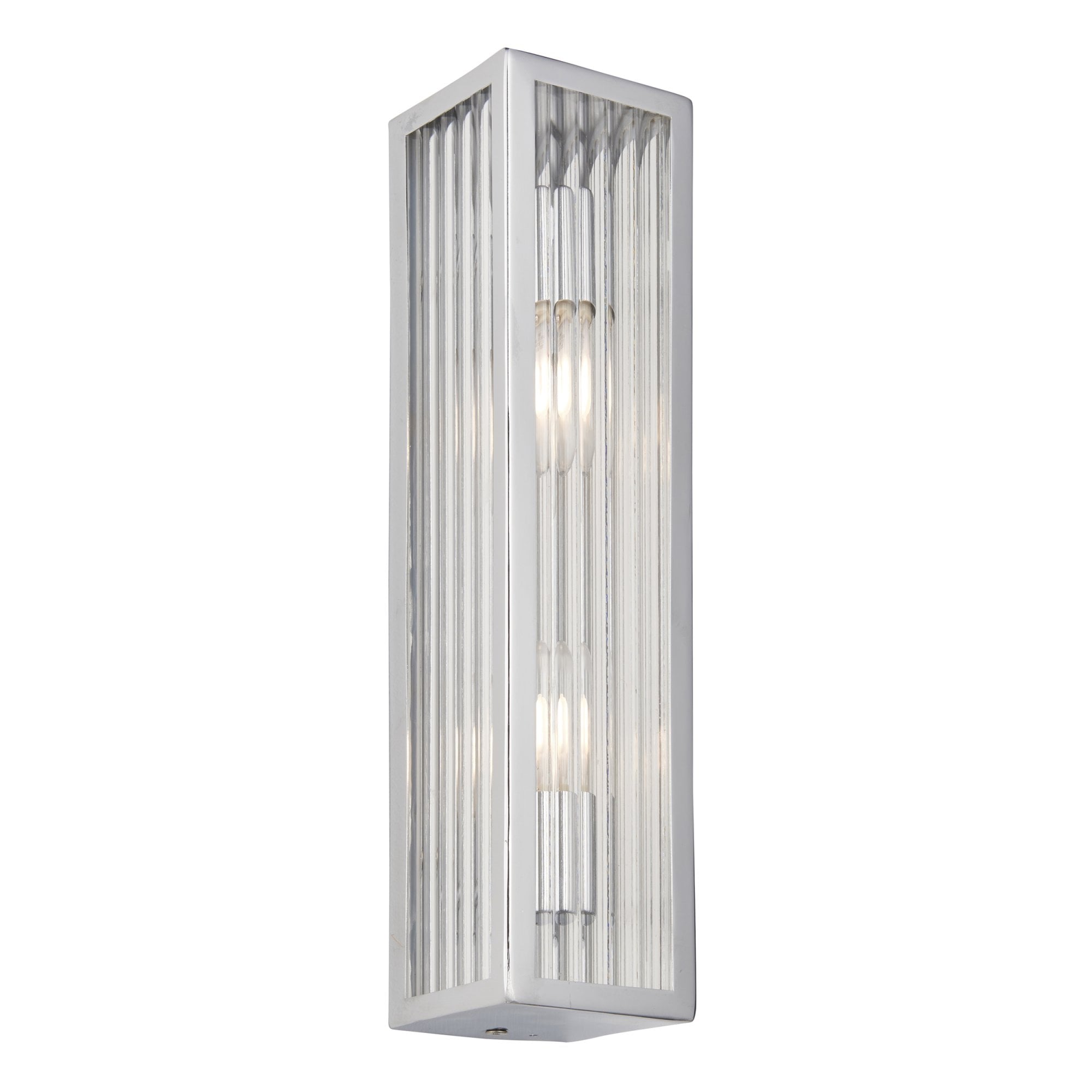 Endon Newham 2 Light Wall - Chrome Plate & Clear Ribbed Glass
