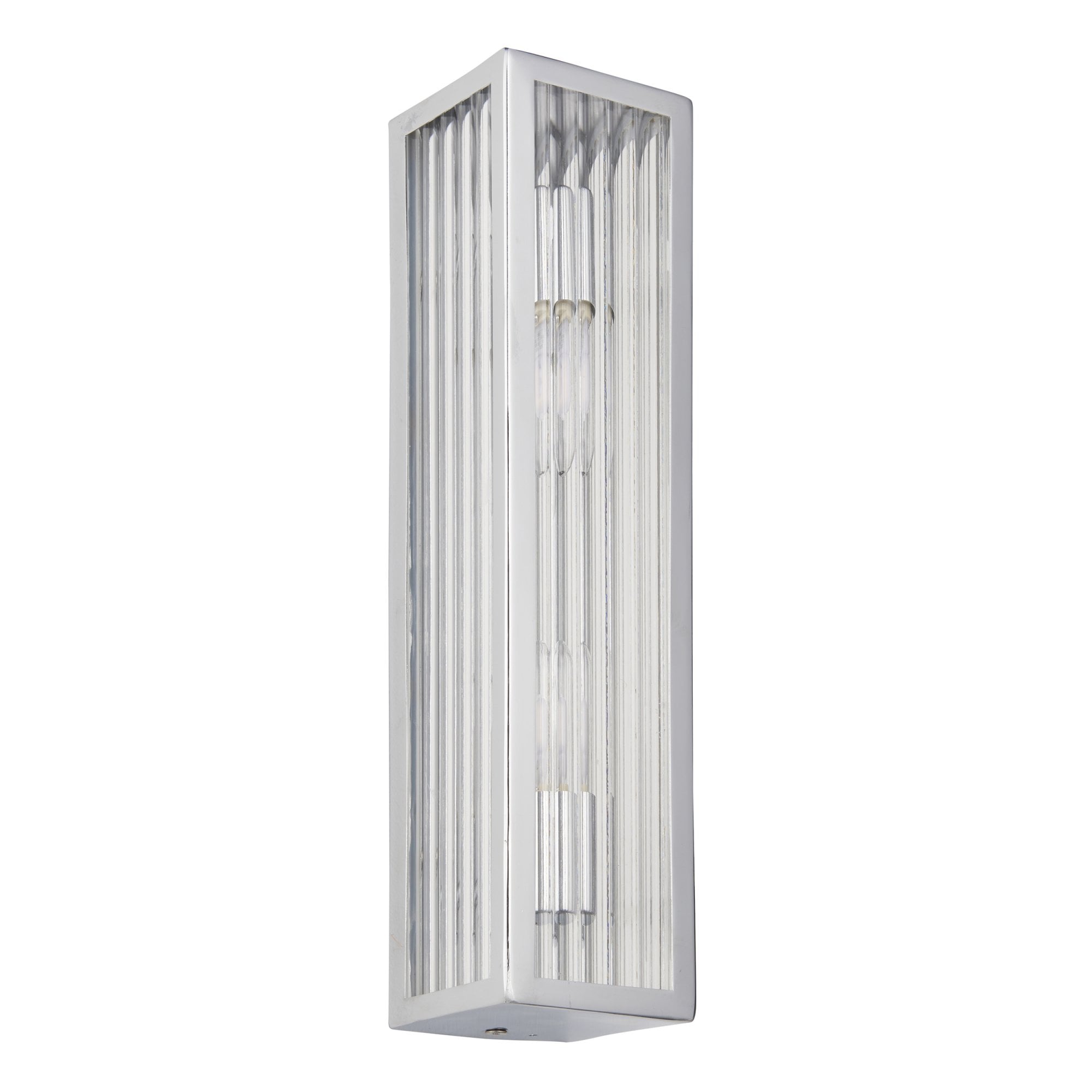Endon Newham 2 Light Wall - Chrome Plate & Clear Ribbed Glass