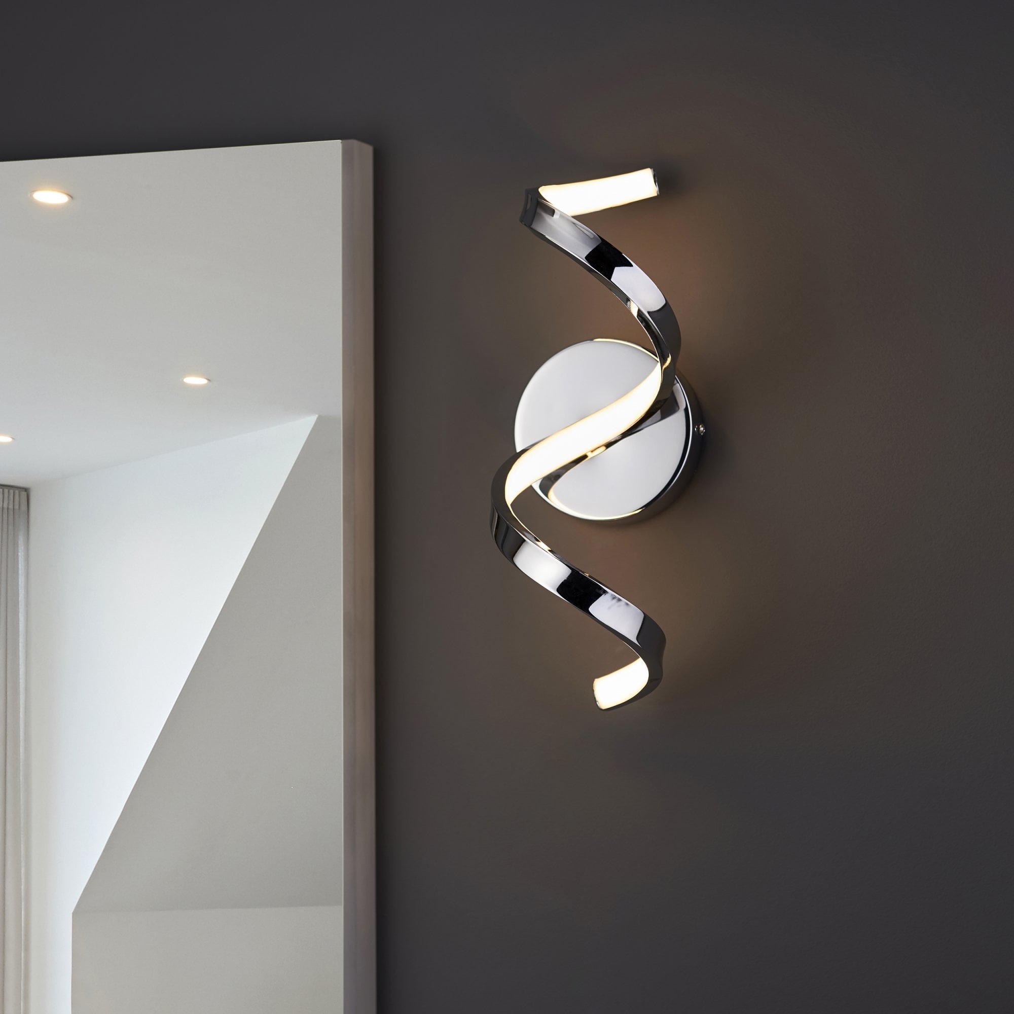 Endon Astral Single Light Wall - Chrome Plate & White Silicone