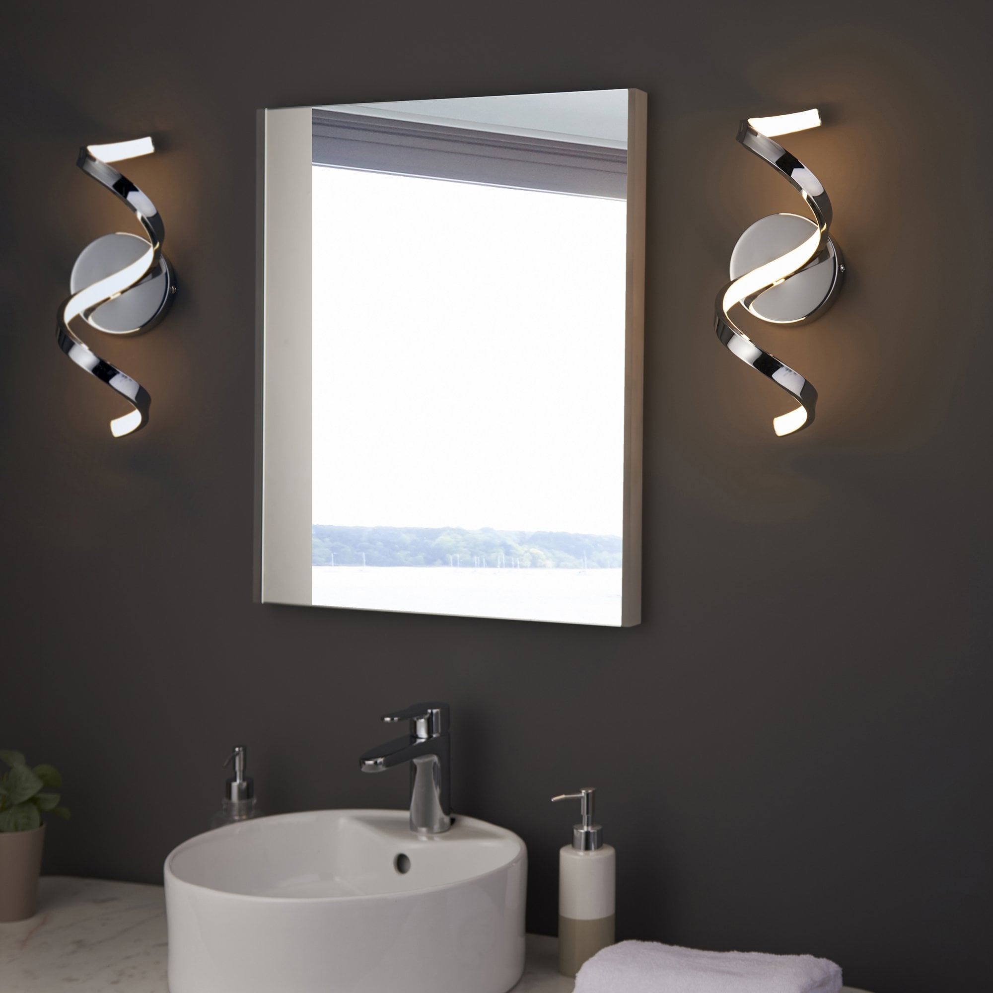 Endon Astral Single Light Wall - Chrome Plate & White Silicone