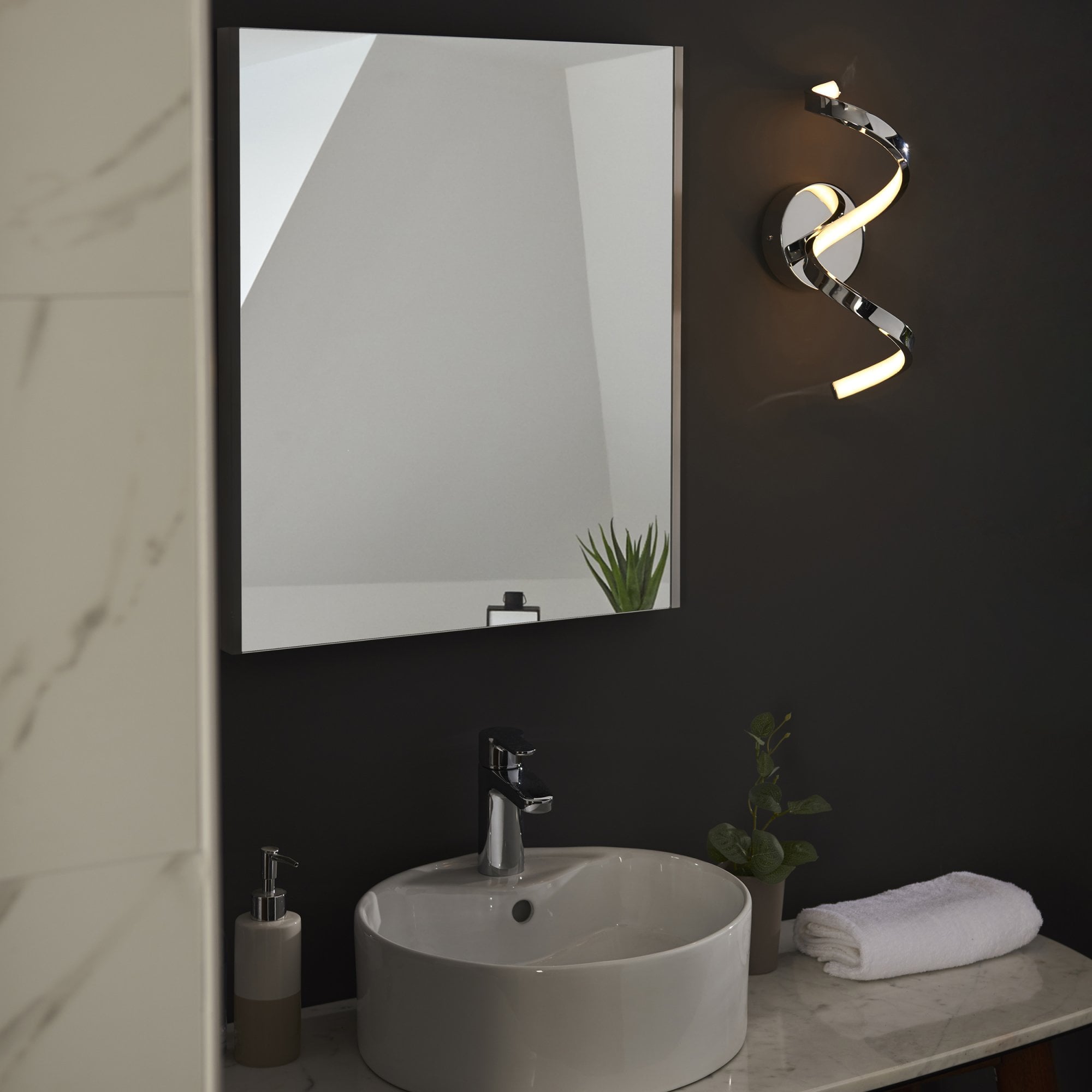 Endon Astral Single Light Wall - Chrome Plate & White Silicone
