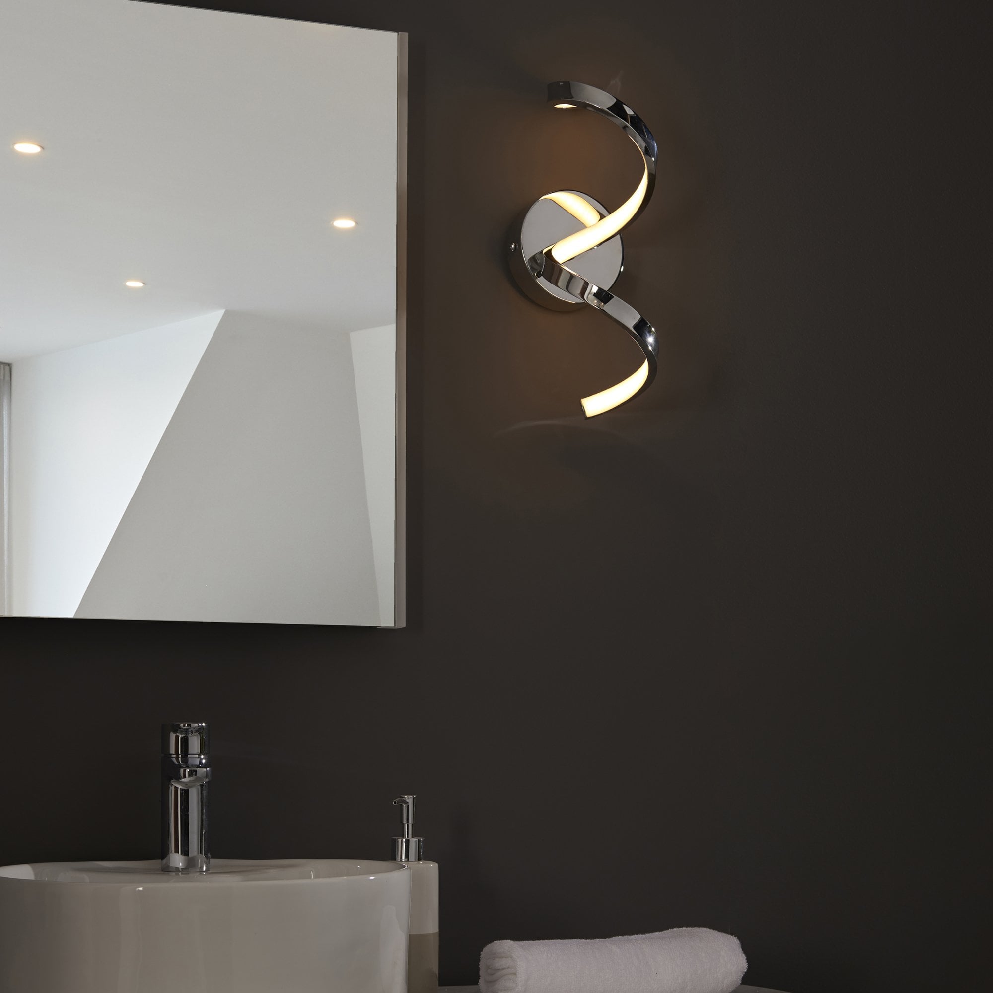 Endon Astral Single Light Wall - Chrome Plate & White Silicone