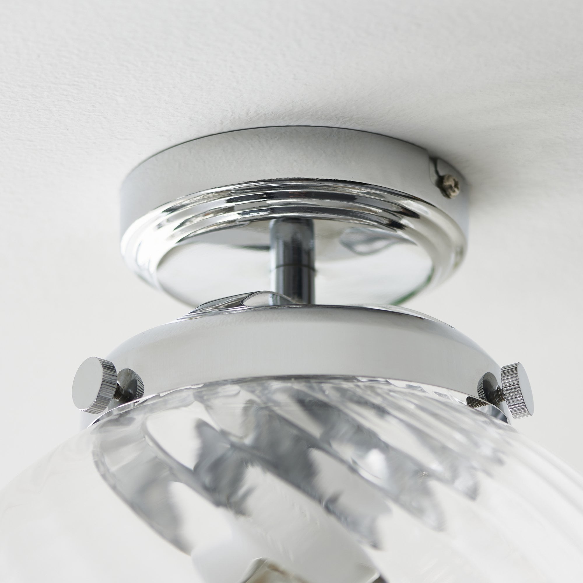 Endon Milston Single Light Flush - Chrome Plate & Clear Spiral Glass